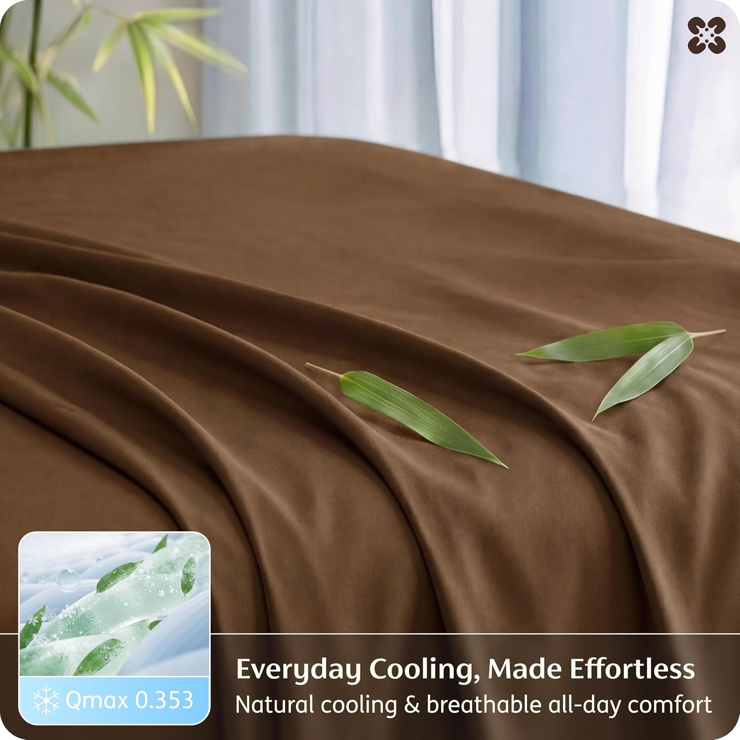image:imageBedsure PureWoven 100 Rayon Derived from Bamboo Queen Sheets 4 Pieces Cooling Sheets for Hot Sleepers Breathable amp Silky Soft 16 Deep Pocket Hotel Luxury Bedding White20 Brown