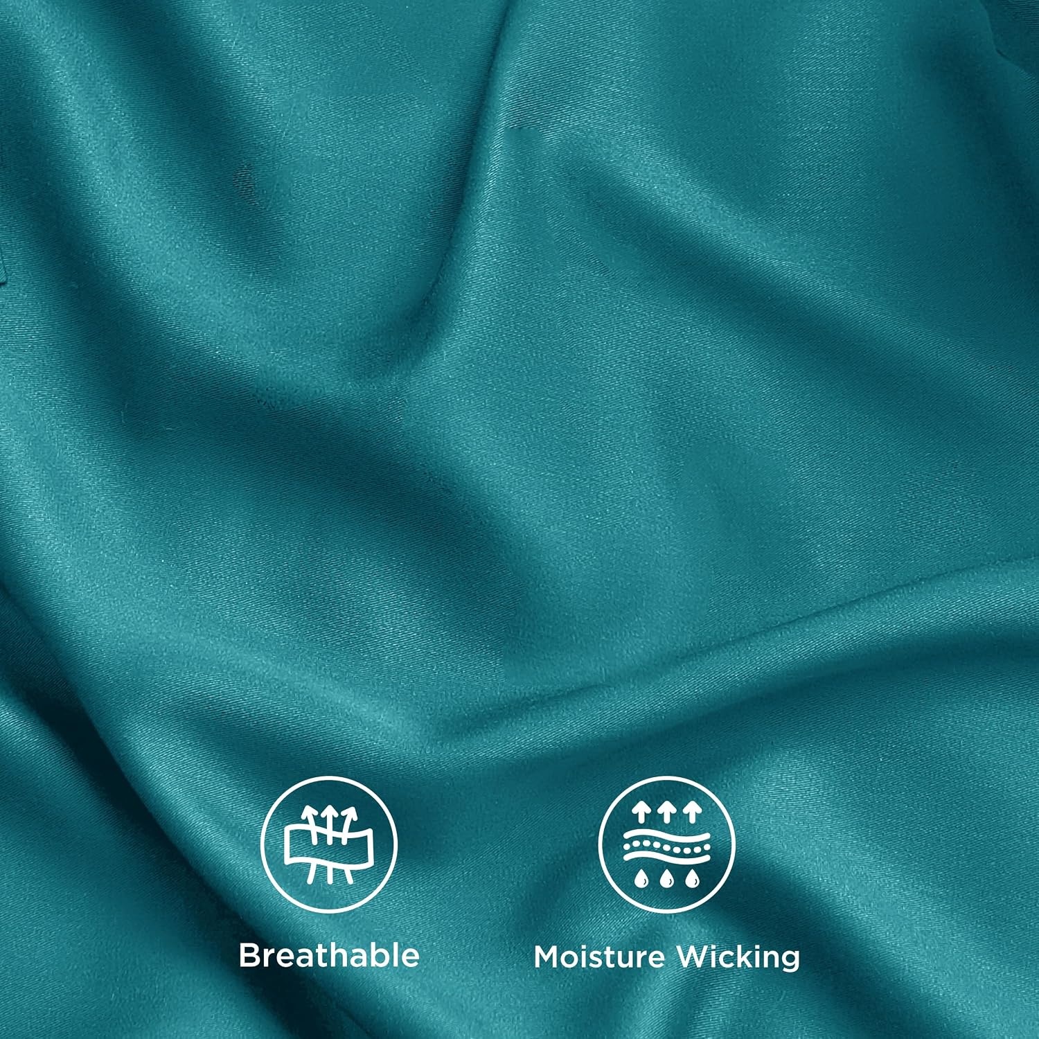image:imageBedsure PureWoven 100 Rayon Derived from Bamboo Queen Sheets 4 Pieces Cooling Sheets for Hot Sleepers Breathable amp Silky Soft 16 Deep Pocket Hotel Luxury Bedding White18 Turquoise