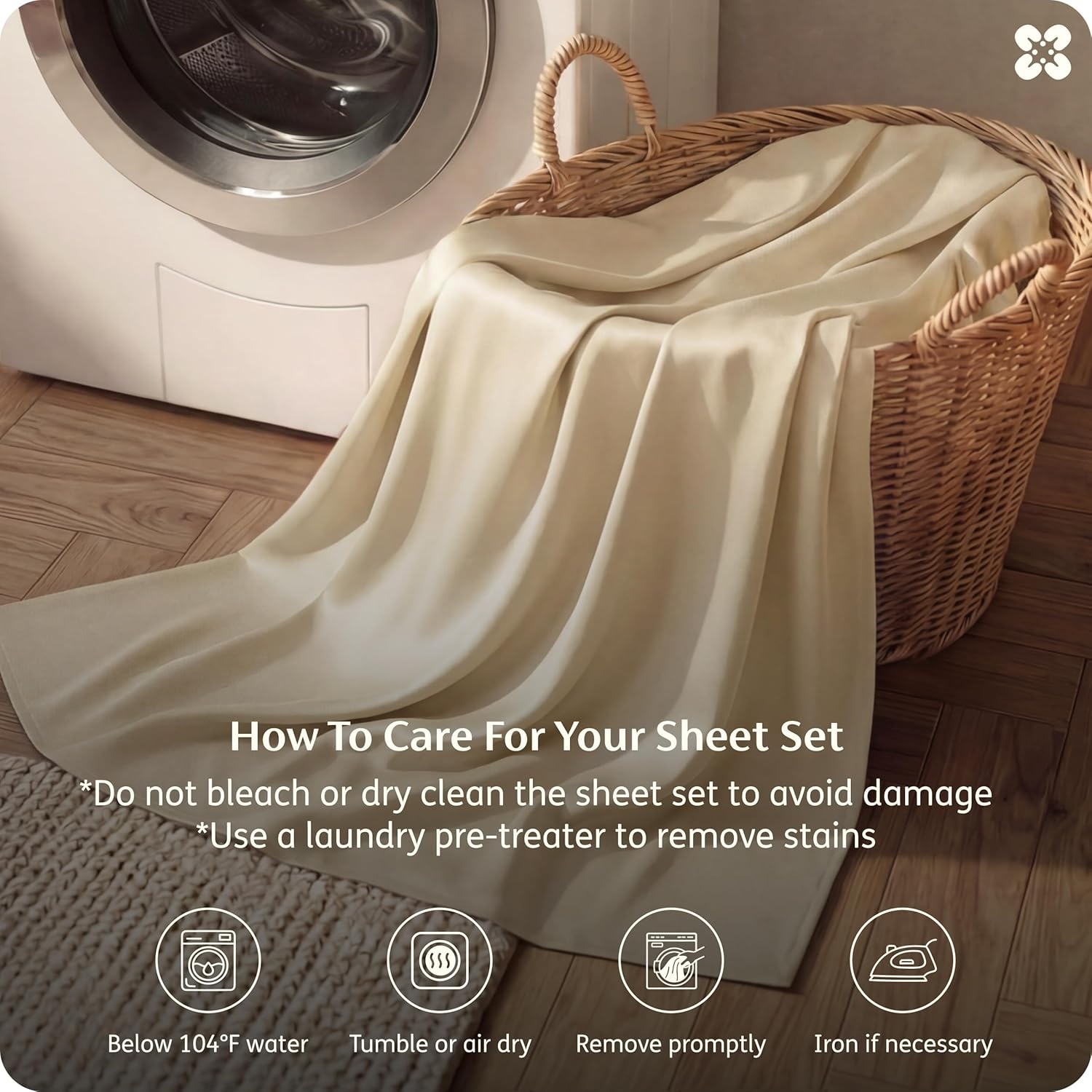 image:imageBedsure PureWoven 100 Rayon Derived from Bamboo Queen Sheets 4 Pieces Cooling Sheets for Hot Sleepers Breathable amp Silky Soft 16 Deep Pocket Hotel Luxury Bedding White12 Light Beige