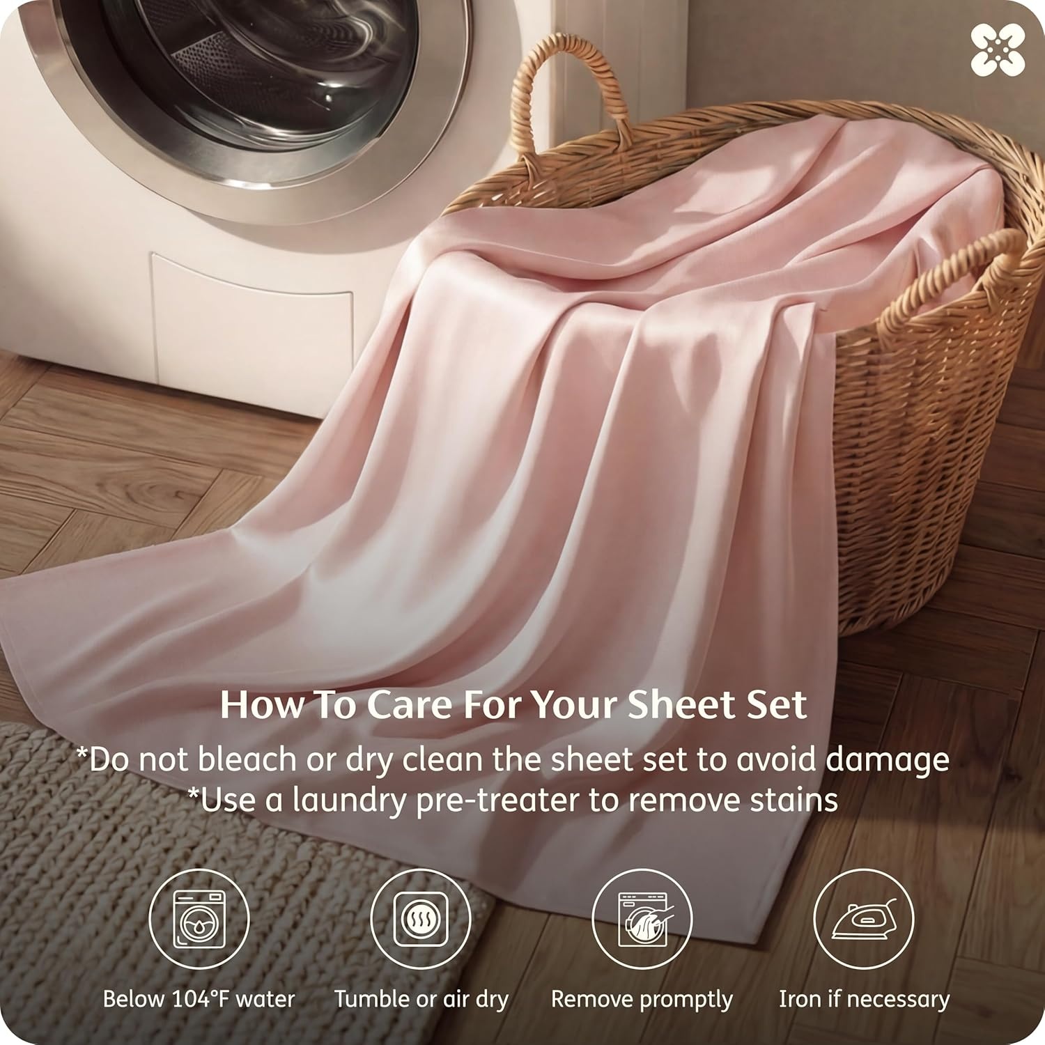 image:imageBedsure PureWoven 100 Rayon Derived from Bamboo Queen Sheets 4 Pieces Cooling Sheets for Hot Sleepers Breathable amp Silky Soft 16 Deep Pocket Hotel Luxury Bedding White11 Pink