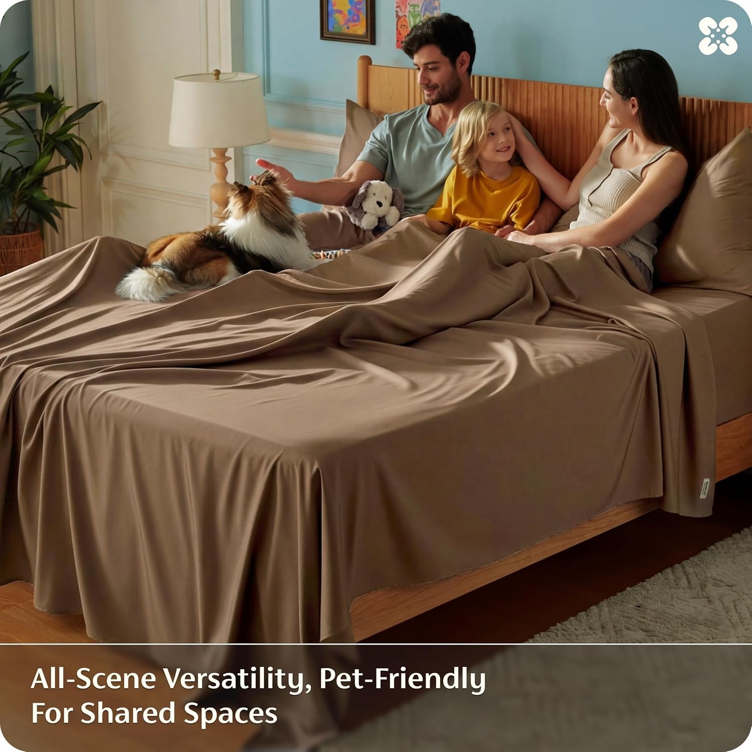 image:imageBedsure PureWoven 100 Rayon Derived from Bamboo Queen Sheets 4 Pieces Cooling Sheets for Hot Sleepers Breathable amp Silky Soft 16 Deep Pocket Hotel Luxury Bedding White28 Coffee