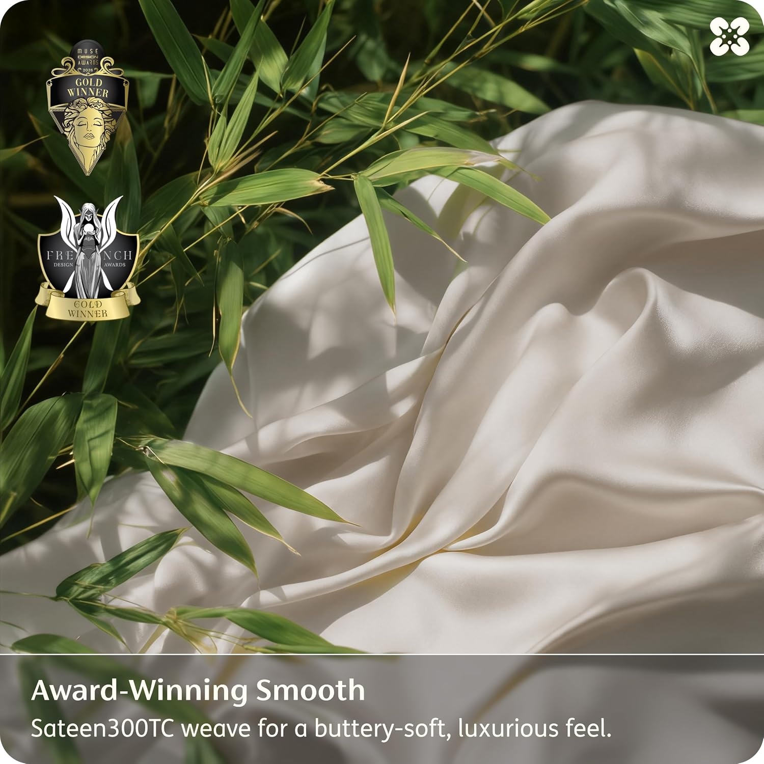 image:imageBedsure PureWoven 100 Viscose Derived from Bamboo King Size Sheet Set 3PCS Organically Grown 18 Deep Pocket Cooling Fitted Sheet Set for Hot Sleepers Luxury Silky Soft No Flat Sheet White02 Beige