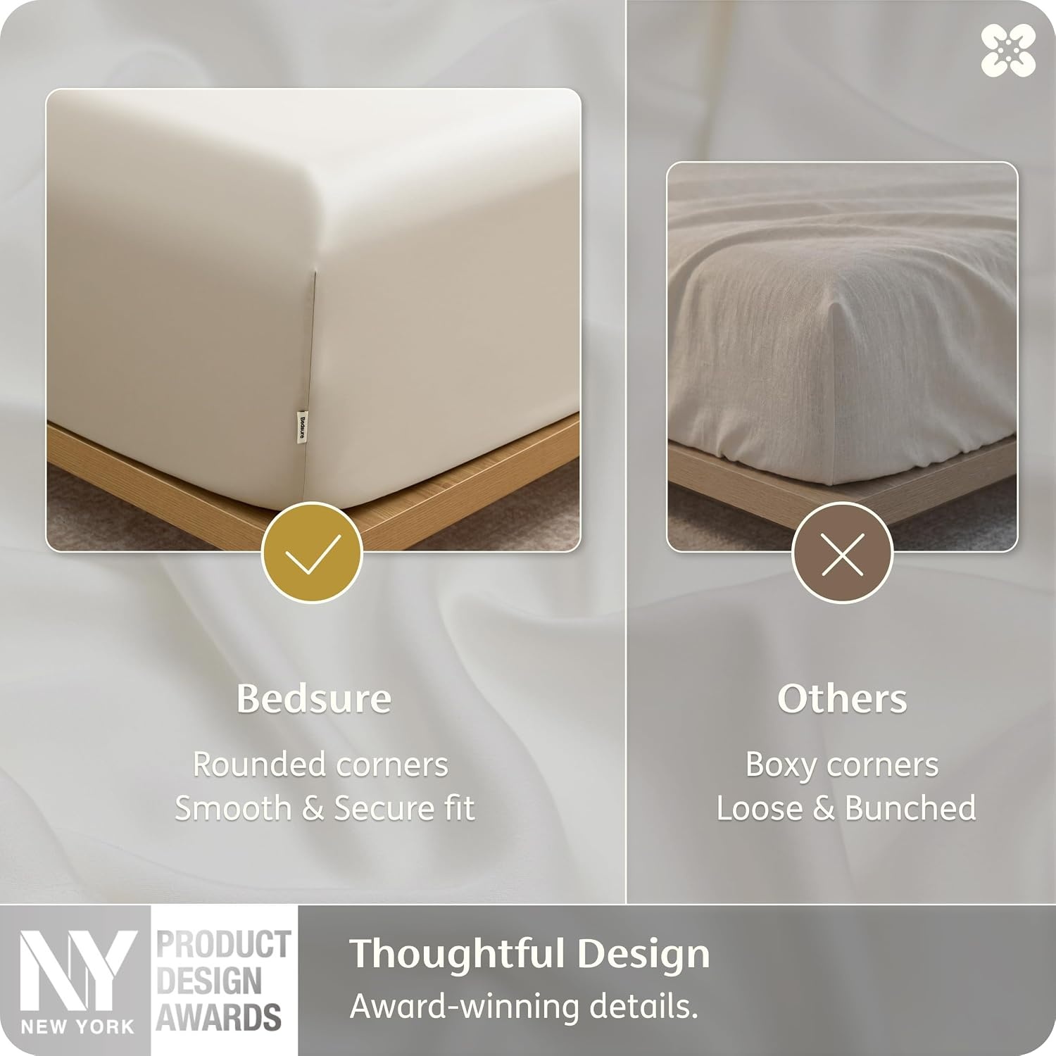 image:imageBedsure PureWoven 100 Viscose Derived from Bamboo King Size Sheet Set 3PCS Organically Grown 18 Deep Pocket Cooling Fitted Sheet Set for Hot Sleepers Luxury Silky Soft No Flat Sheet White02 Beige