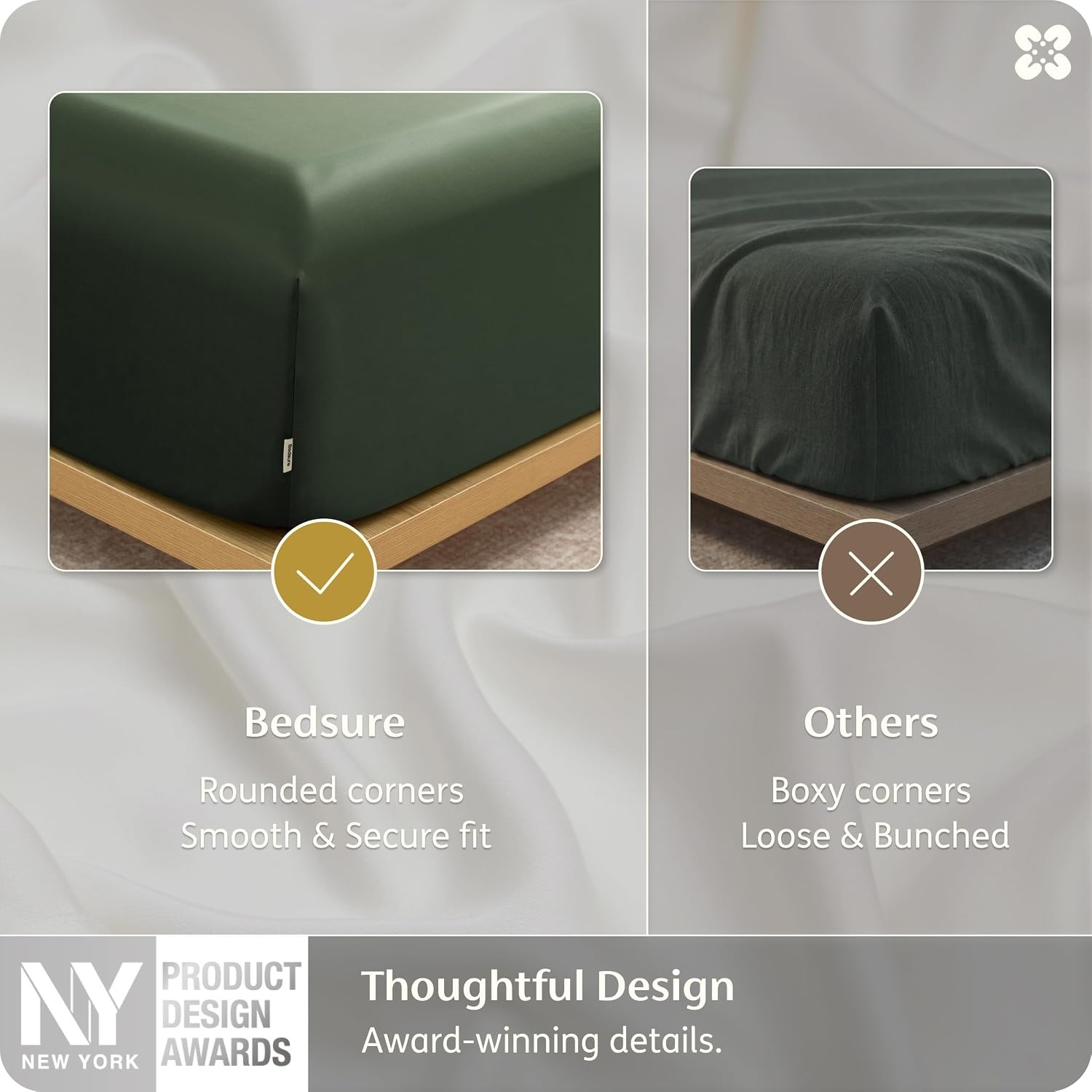 image:imageBedsure PureWoven 100 Viscose Derived from Bamboo King Size Sheet Set 3PCS Organically Grown 18 Deep Pocket Cooling Fitted Sheet Set for Hot Sleepers Luxury Silky Soft No Flat Sheet White05 Olive Green