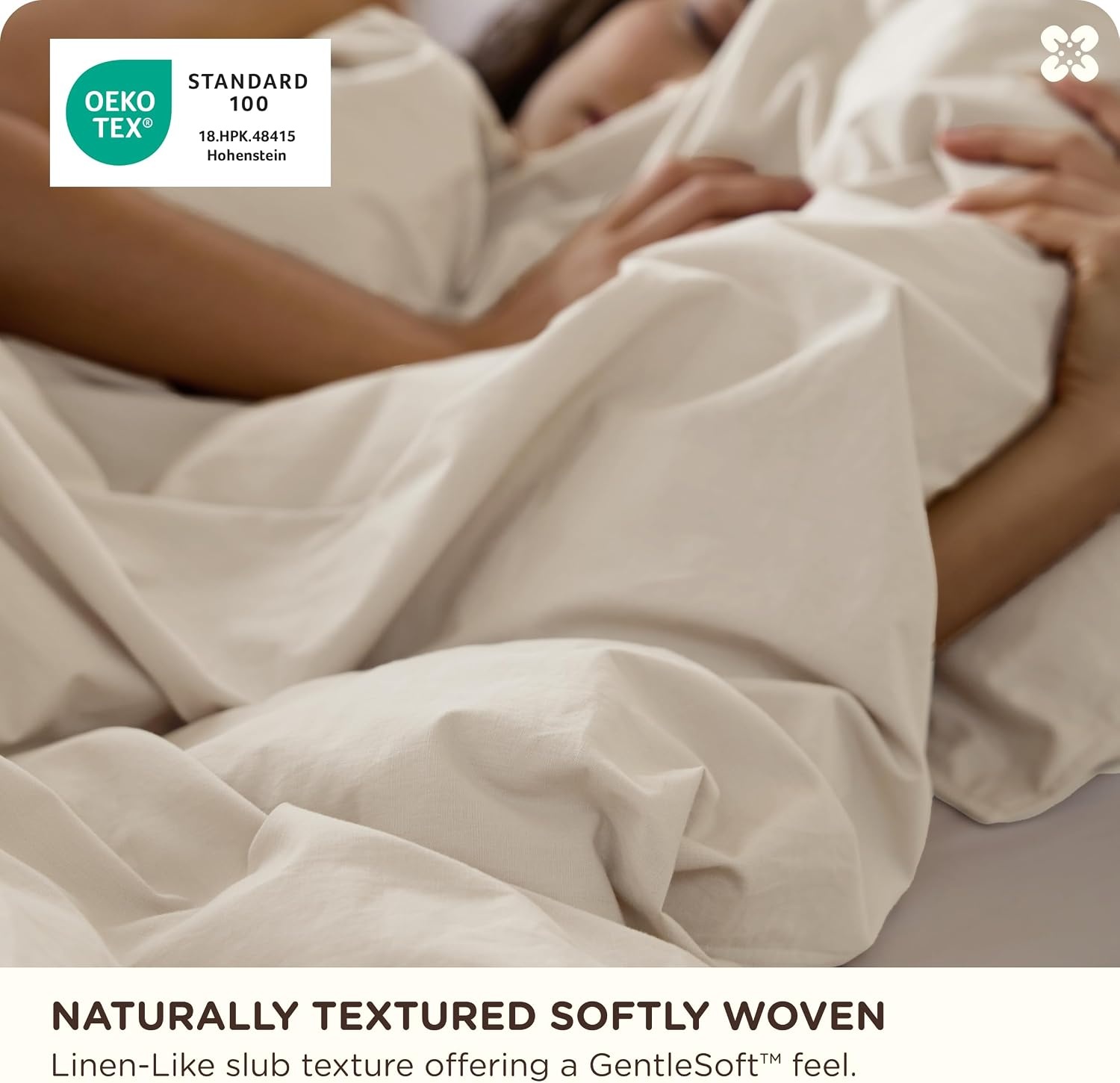 image:imageBedsure PureWoven 100 Washed Cotton Duvet Cover Set Queen Size 3PC Linen Like Texture Percale Breathable Bedding Set for All Seasons Zipper Closure 8 Corner Ties Natural White 90 X 9033 Slub Ivory No Comforter
