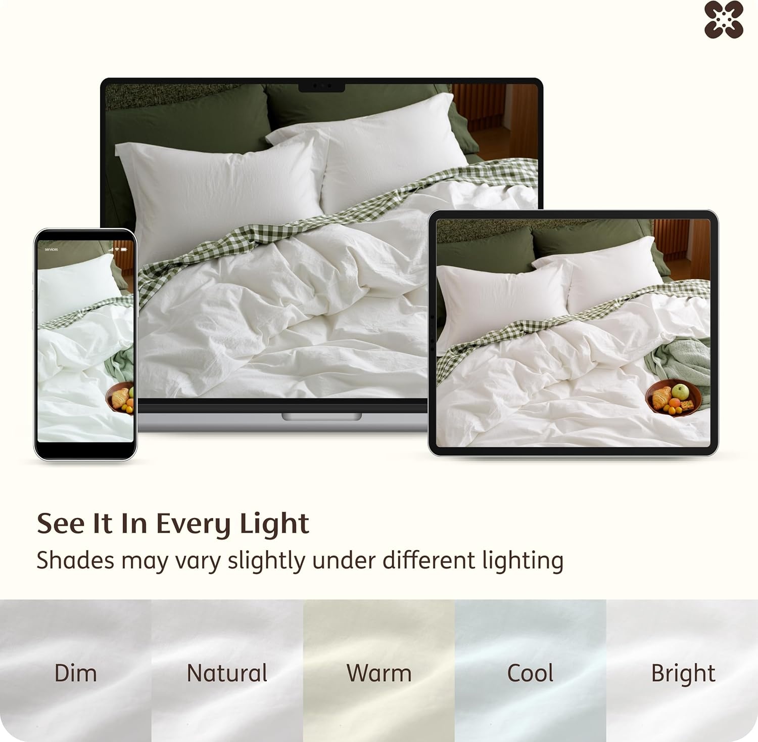 image:imageBedsure PureWoven 100 Washed Cotton Duvet Cover Set Queen Size 3PC Linen Like Texture Percale Breathable Bedding Set for All Seasons Zipper Closure 8 Corner Ties Natural White 90 X 9001 Natural White No Comforter