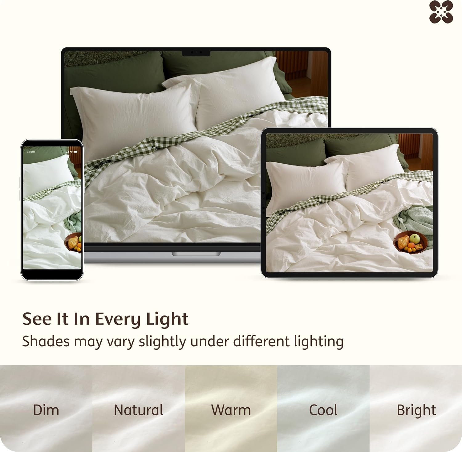 image:imageBedsure PureWoven 100 Washed Cotton Duvet Cover Set Queen Size 3PC Linen Like Texture Percale Breathable Bedding Set for All Seasons Zipper Closure 8 Corner Ties Natural White 90 X 9008 Ivory No Comforter