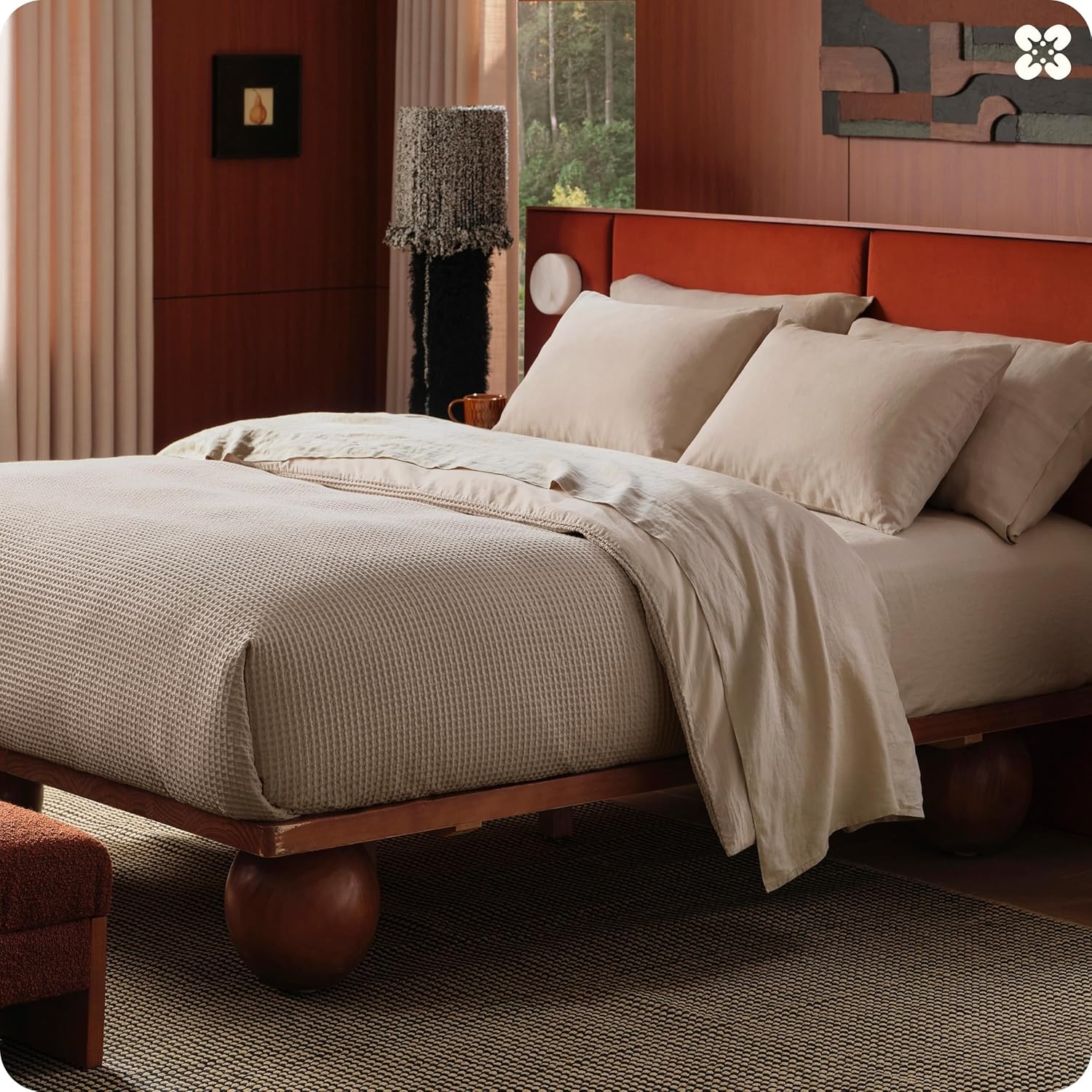 image:imageBedsure PureWoven 3 Pieces 100 Cotton Waffle Duvet Cover Set Queen White Waffle Weave Texture Soft SkinFriendly Breathable AllSeason Machine Washable Home Decor Gift Good Housekeeping Seal05 Khaki No Comforter