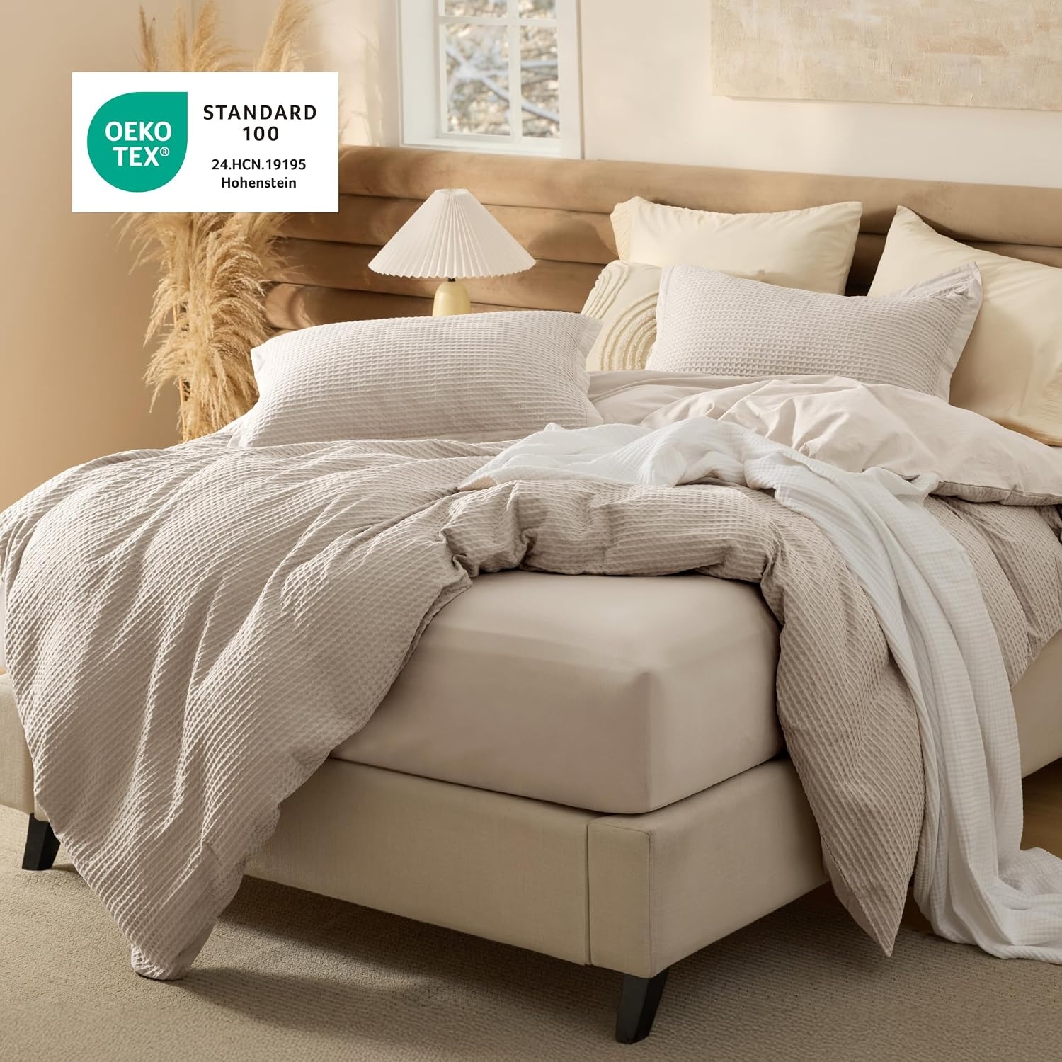 image:imageBedsure PureWoven 3 Pieces 100 Cotton Waffle Duvet Cover Set Queen White Waffle Weave Texture Soft SkinFriendly Breathable AllSeason Machine Washable Home Decor Gift Good Housekeeping Seal04 Linen No Comforter