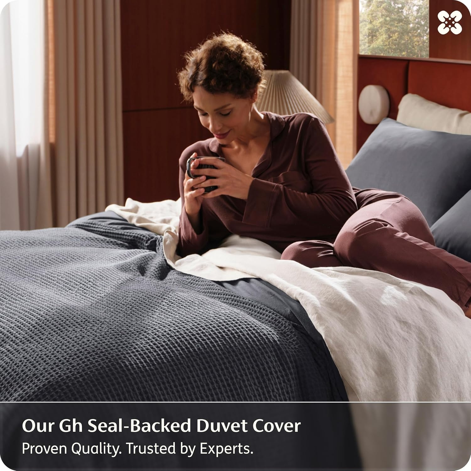 image:imageBedsure PureWoven 3 Pieces 100 Cotton Waffle Duvet Cover Set Queen White Waffle Weave Texture Soft SkinFriendly Breathable AllSeason Machine Washable Home Decor Gift Good Housekeeping Seal19 Charcoal Black No Comforter