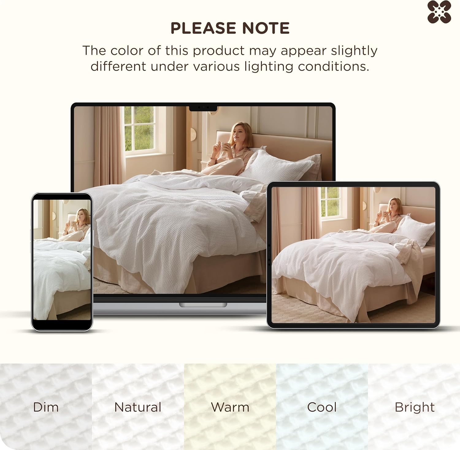 image:imageBedsure PureWoven 3 Pieces 100 Cotton Waffle Duvet Cover Set Queen White Waffle Weave Texture Soft SkinFriendly Breathable AllSeason Machine Washable Home Decor Gift Good Housekeeping Seal01 Coconut White No Comforter