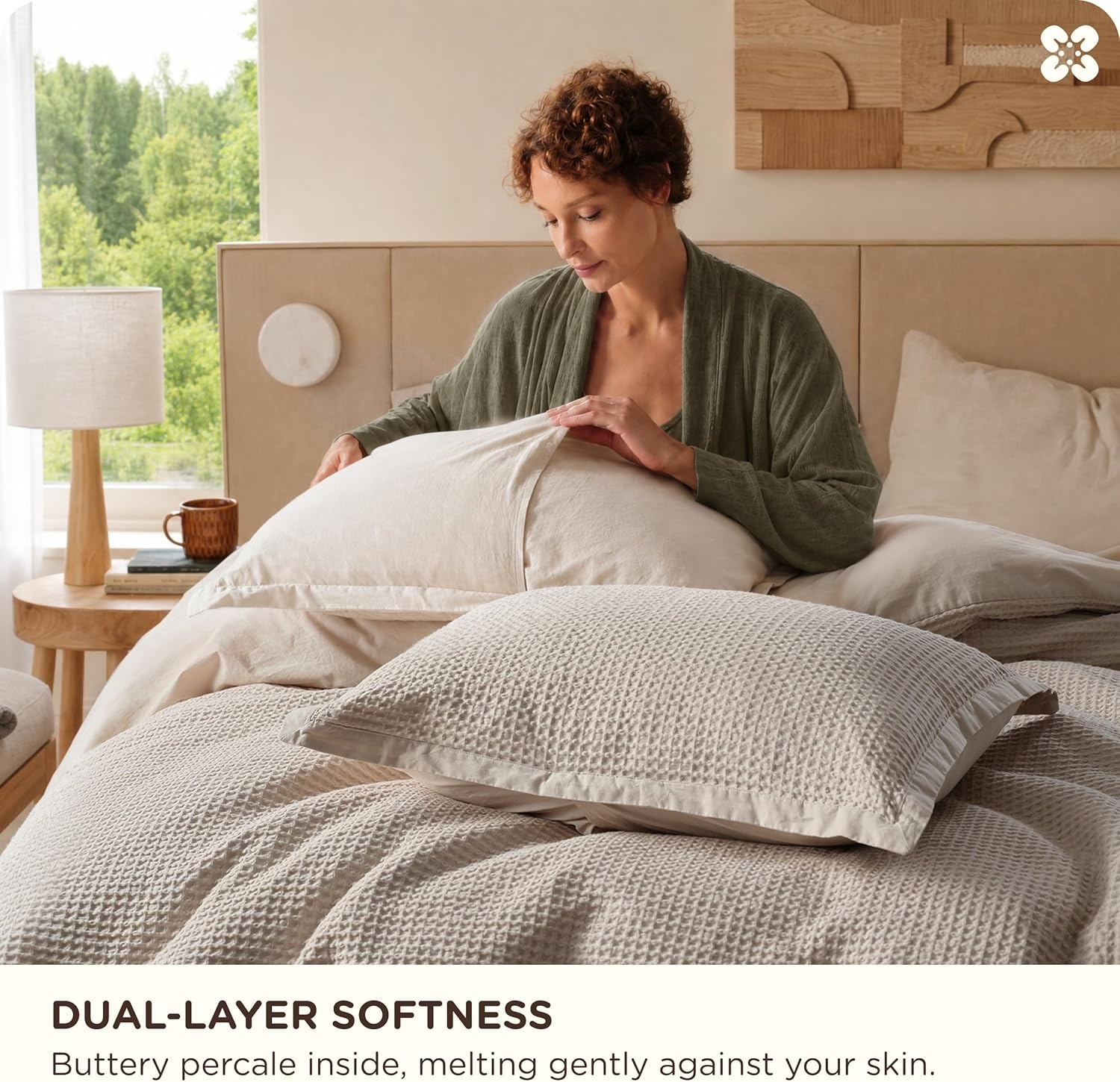 image:imageBedsure PureWoven 3 Pieces 100 Cotton Waffle Duvet Cover Set Queen White Waffle Weave Texture Soft SkinFriendly Breathable AllSeason Machine Washable Home Decor Gift Good Housekeeping Seal04 Linen No Comforter