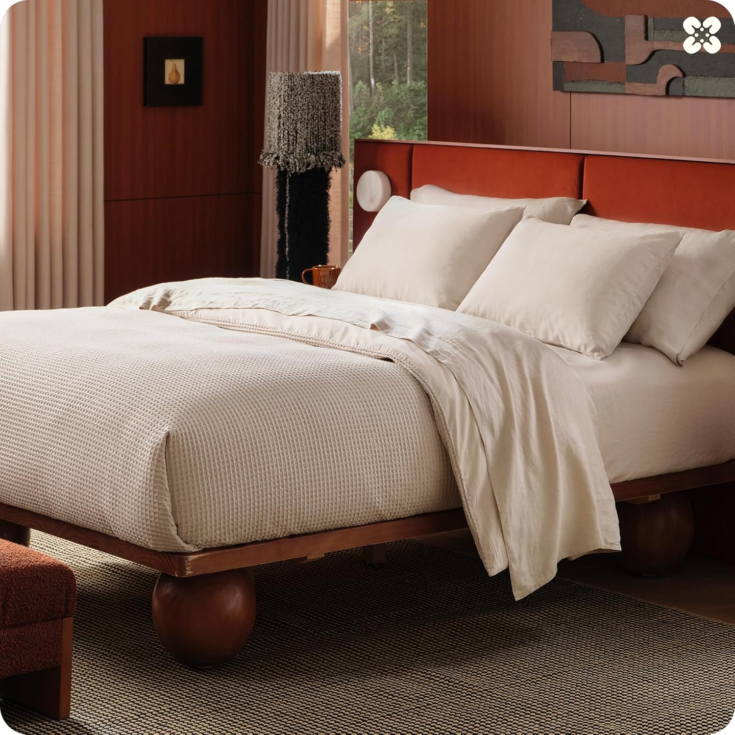 image:imageBedsure PureWoven 3 Pieces 100 Cotton Waffle Duvet Cover Set Queen White Waffle Weave Texture Soft SkinFriendly Breathable AllSeason Machine Washable Home Decor Gift Good Housekeeping Seal03 Beige No Comforter