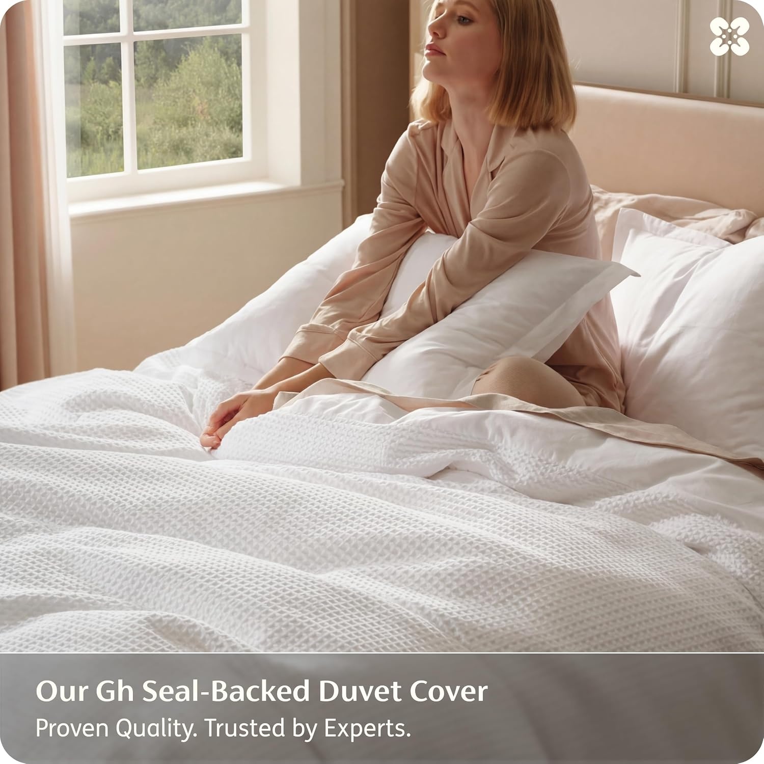 image:imageBedsure PureWoven 3 Pieces 100 Cotton Waffle Duvet Cover Set Queen White Waffle Weave Texture Soft SkinFriendly Breathable AllSeason Machine Washable Home Decor Gift Good Housekeeping Seal01 Coconut White No Comforter
