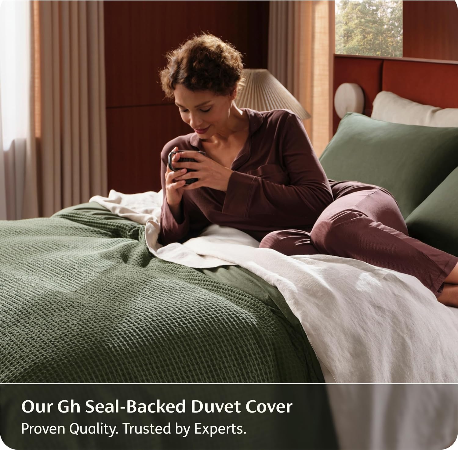 image:imageBedsure PureWoven 3 Pieces 100 Cotton Waffle Duvet Cover Set Queen White Waffle Weave Texture Soft SkinFriendly Breathable AllSeason Machine Washable Home Decor Gift Good Housekeeping Seal14 Olive Green No Comforter
