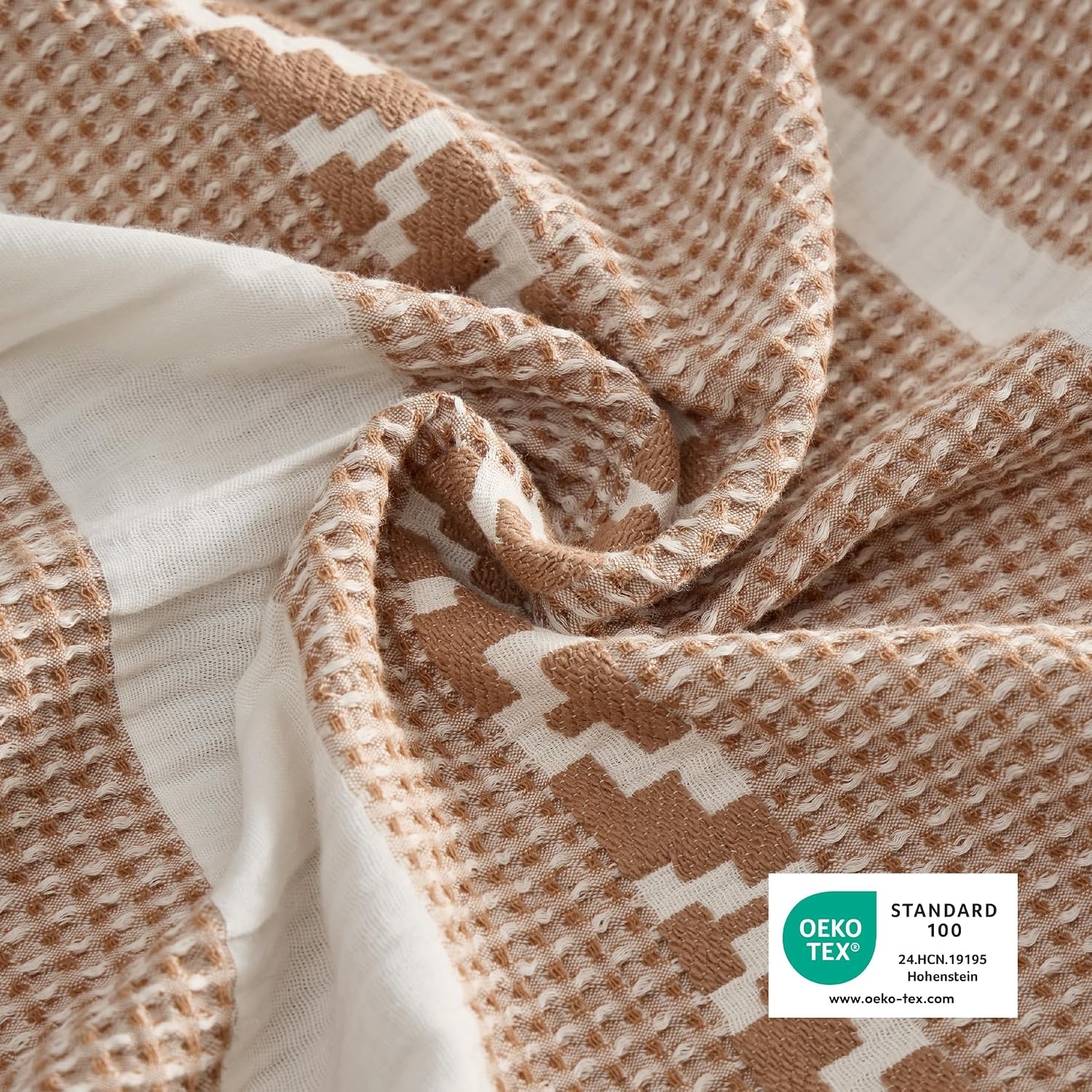 image:imageBedsure PureWoven 3 Pieces 100 Cotton Waffle Duvet Cover Set Queen White Waffle Weave Texture Soft SkinFriendly Breathable AllSeason Machine Washable Home Decor Gift Good Housekeeping Seal19 Strip Terracotta No Comforter