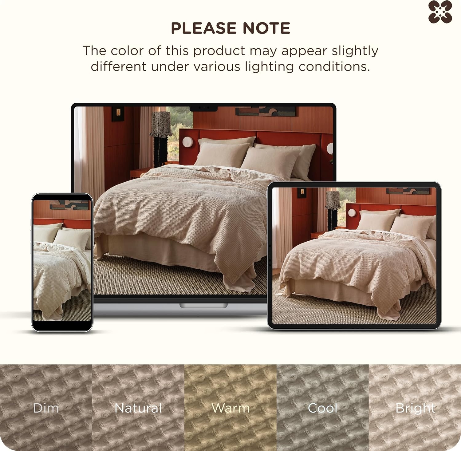 image:imageBedsure PureWoven 3 Pieces 100 Cotton Waffle Duvet Cover Set Queen White Waffle Weave Texture Soft SkinFriendly Breathable AllSeason Machine Washable Home Decor Gift Good Housekeeping Seal05 Khaki No Comforter