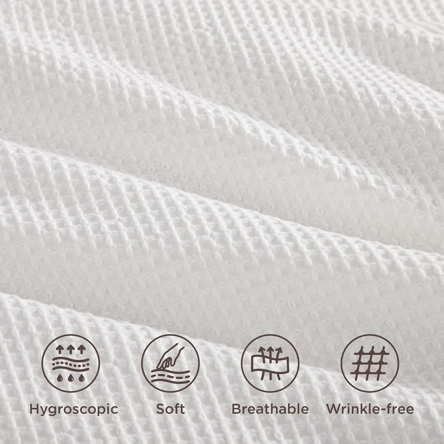 image:imageBedsure PureWoven 3 Pieces 100 Cotton Waffle Duvet Cover Set Queen White Waffle Weave Texture Soft SkinFriendly Breathable AllSeason Machine Washable Home Decor Gift Good Housekeeping Seal01 Coconut White No Comforter