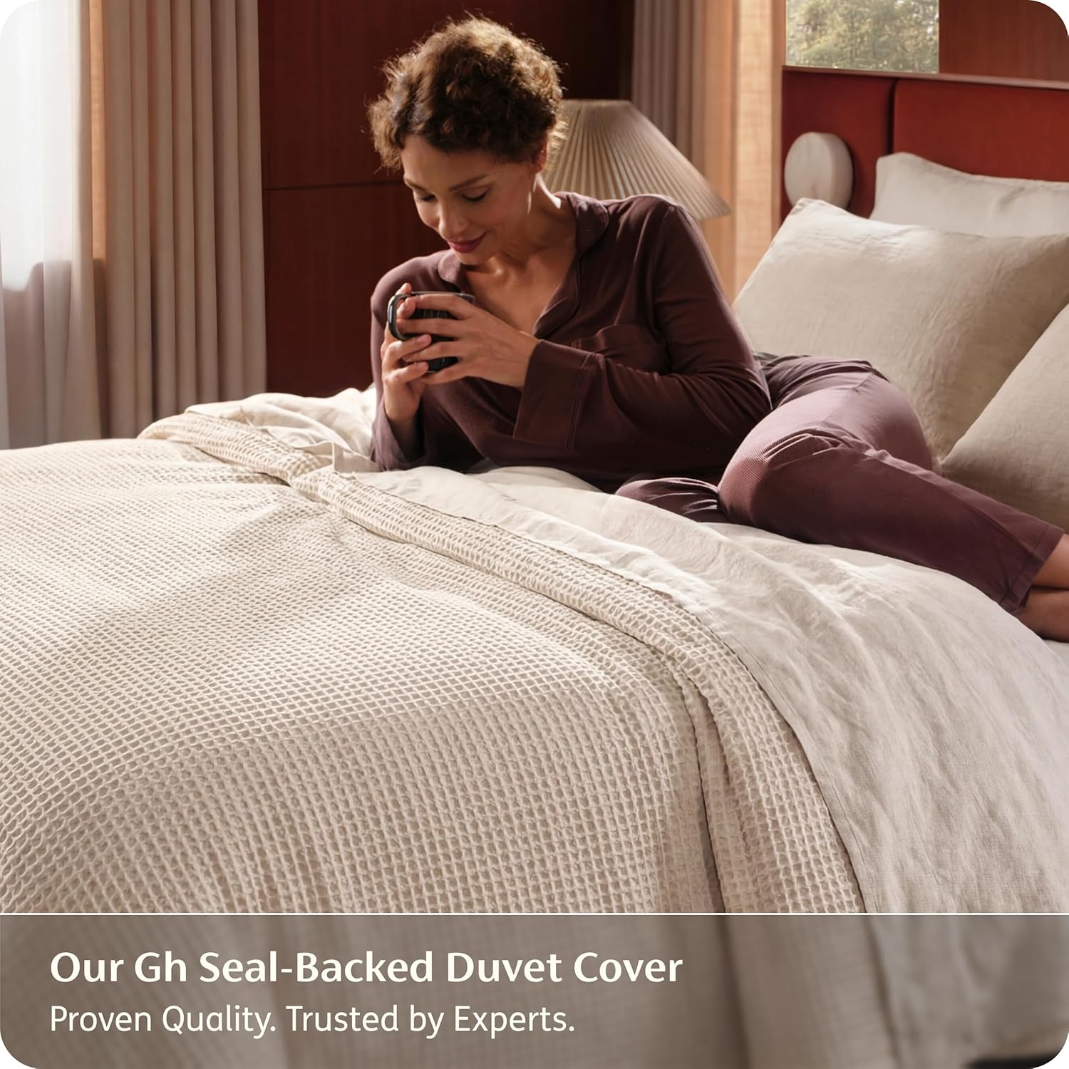 image:imageBedsure PureWoven 3 Pieces 100 Cotton Waffle Duvet Cover Set Queen White Waffle Weave Texture Soft SkinFriendly Breathable AllSeason Machine Washable Home Decor Gift Good Housekeeping Seal03 Beige No Comforter