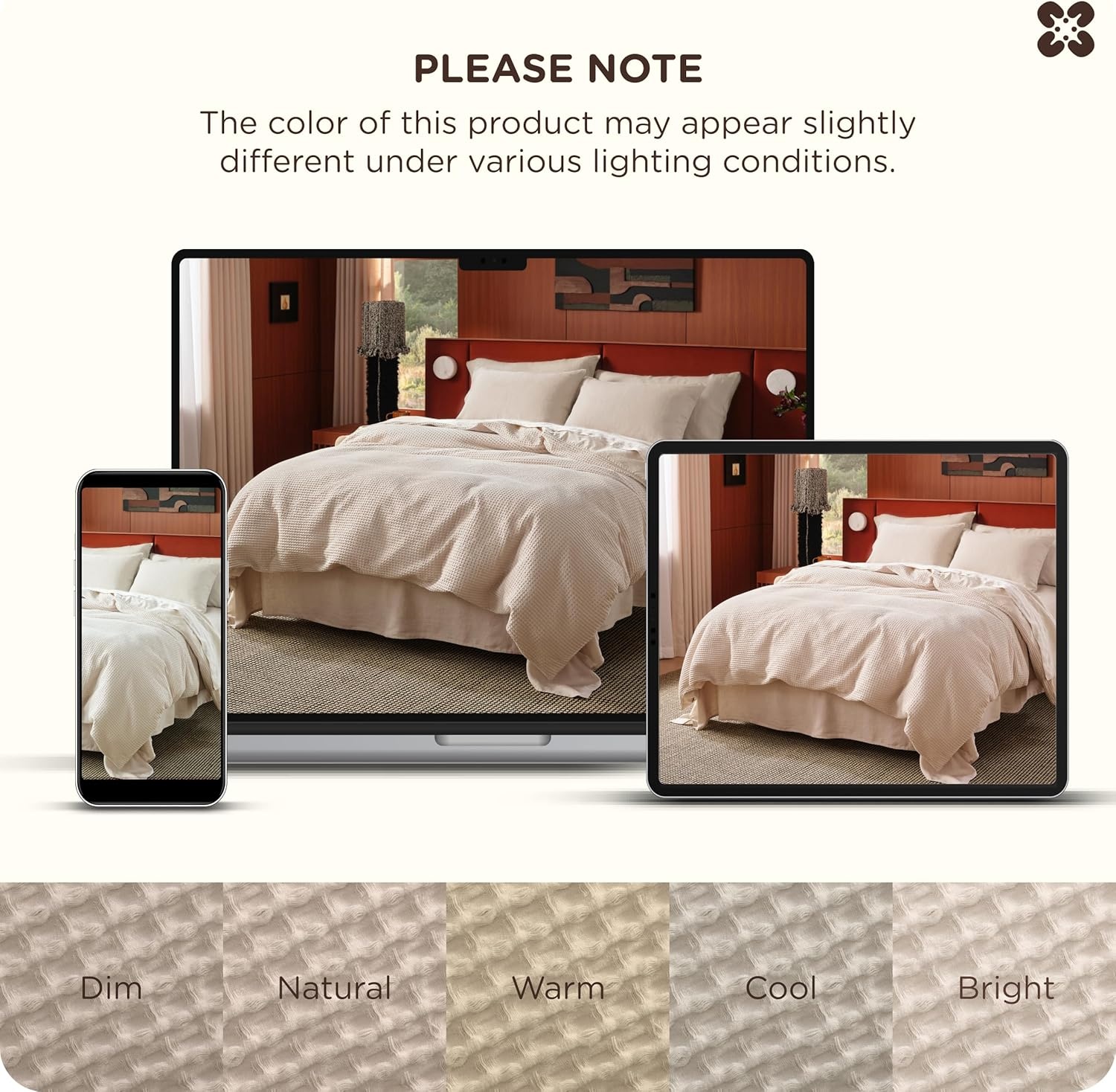 image:imageBedsure PureWoven 3 Pieces 100 Cotton Waffle Duvet Cover Set Queen White Waffle Weave Texture Soft SkinFriendly Breathable AllSeason Machine Washable Home Decor Gift Good Housekeeping Seal03 Beige No Comforter