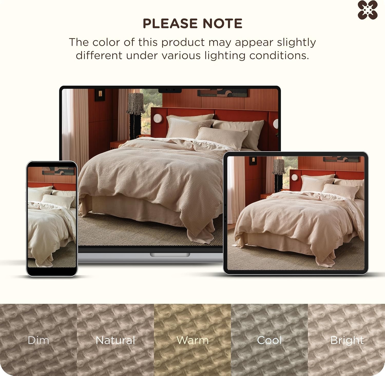 image:imageBedsure PureWoven 3 Pieces 100 Cotton Waffle Duvet Cover Set Queen White Waffle Weave Texture Soft SkinFriendly Breathable AllSeason Machine Washable Home Decor Gift Good Housekeeping Seal05 Khaki No Comforter