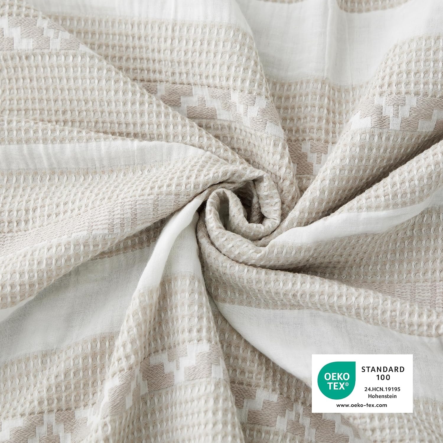 image:imageBedsure PureWoven 3 Pieces 100 Cotton Waffle Duvet Cover Set Queen White Waffle Weave Texture Soft SkinFriendly Breathable AllSeason Machine Washable Home Decor Gift Good Housekeeping Seal19 Strip Linen No Comforter