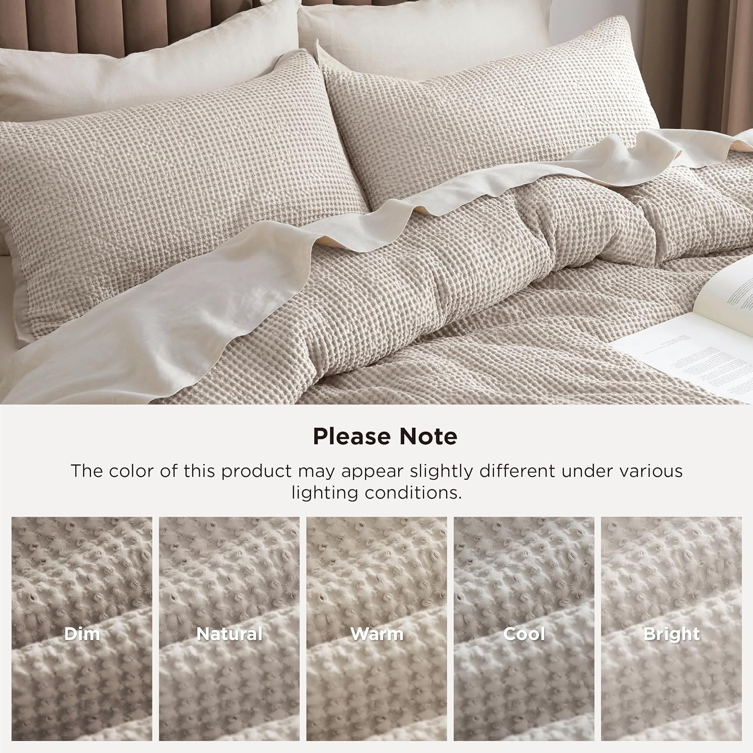 image:imageBedsure PureWoven 3 Pieces 100 Cotton Waffle Duvet Cover Set Queen White Waffle Weave Texture Soft SkinFriendly Breathable AllSeason Machine Washable Home Decor Gift Good Housekeeping Seal04 Linen No Comforter