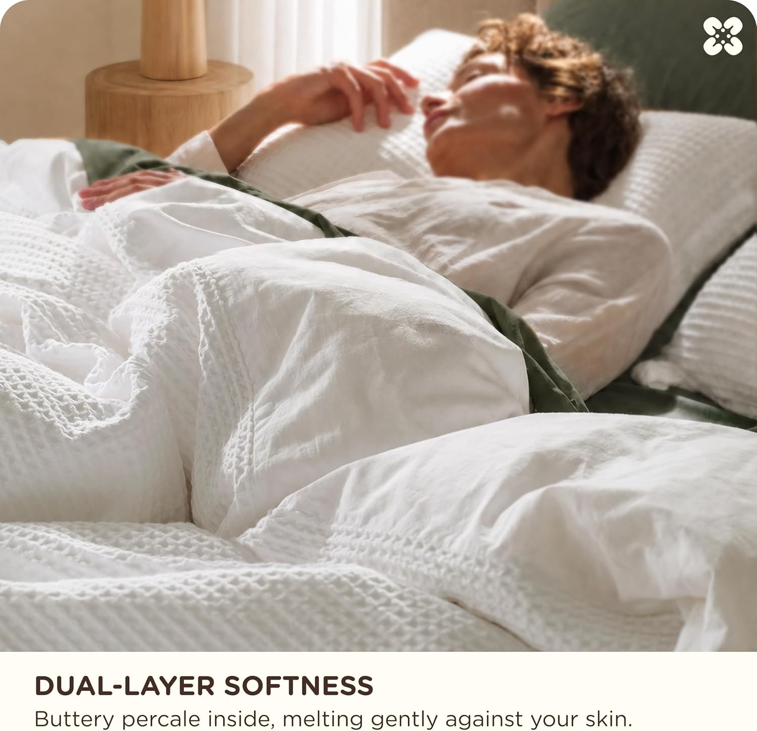image:imageBedsure PureWoven 3 Pieces 100 Cotton Waffle Duvet Cover Set Queen White Waffle Weave Texture Soft SkinFriendly Breathable AllSeason Machine Washable Home Decor Gift Good Housekeeping Seal01 Coconut White No Comforter