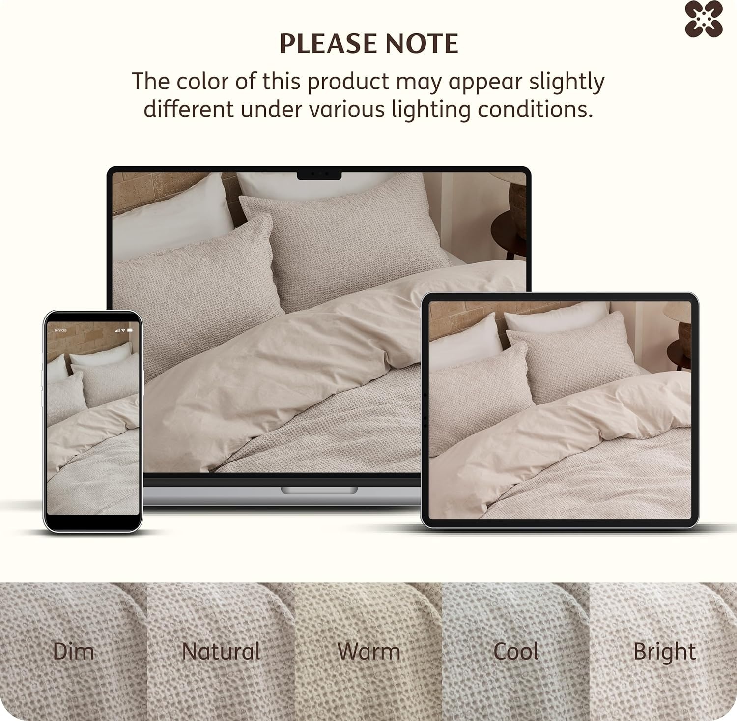 image:imageBedsure PureWoven 3 Pieces 100 Cotton Waffle Duvet Cover Set Queen White Waffle Weave Texture Soft SkinFriendly Breathable AllSeason Machine Washable Home Decor Gift Good Housekeeping Seal19 Spacedyed Linen No Comforter