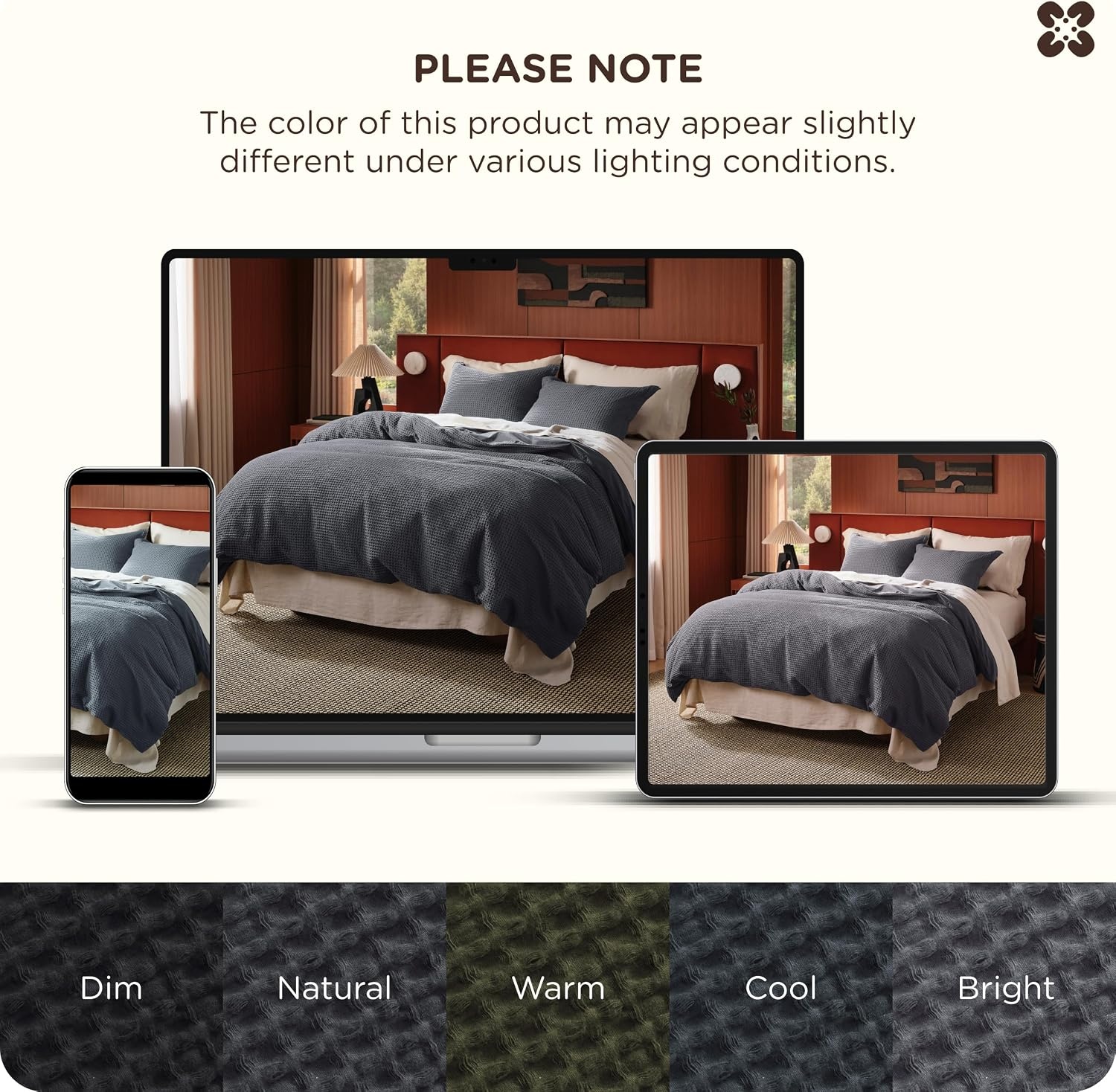 image:imageBedsure PureWoven 3 Pieces 100 Cotton Waffle Duvet Cover Set Queen White Waffle Weave Texture Soft SkinFriendly Breathable AllSeason Machine Washable Home Decor Gift Good Housekeeping Seal19 Charcoal Black No Comforter