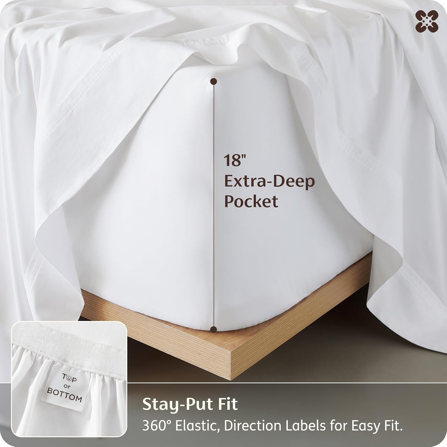 image:imageBedsure PureWoven Bamboo Viscose Cooling Sheets Queen 4 PCS Rayon Cotton Serene Blend Breathable amp Buttery Soft Deep Pocket Up to 18 Hotel Luxury Bedding for Hot Sleepers WhiteWhite