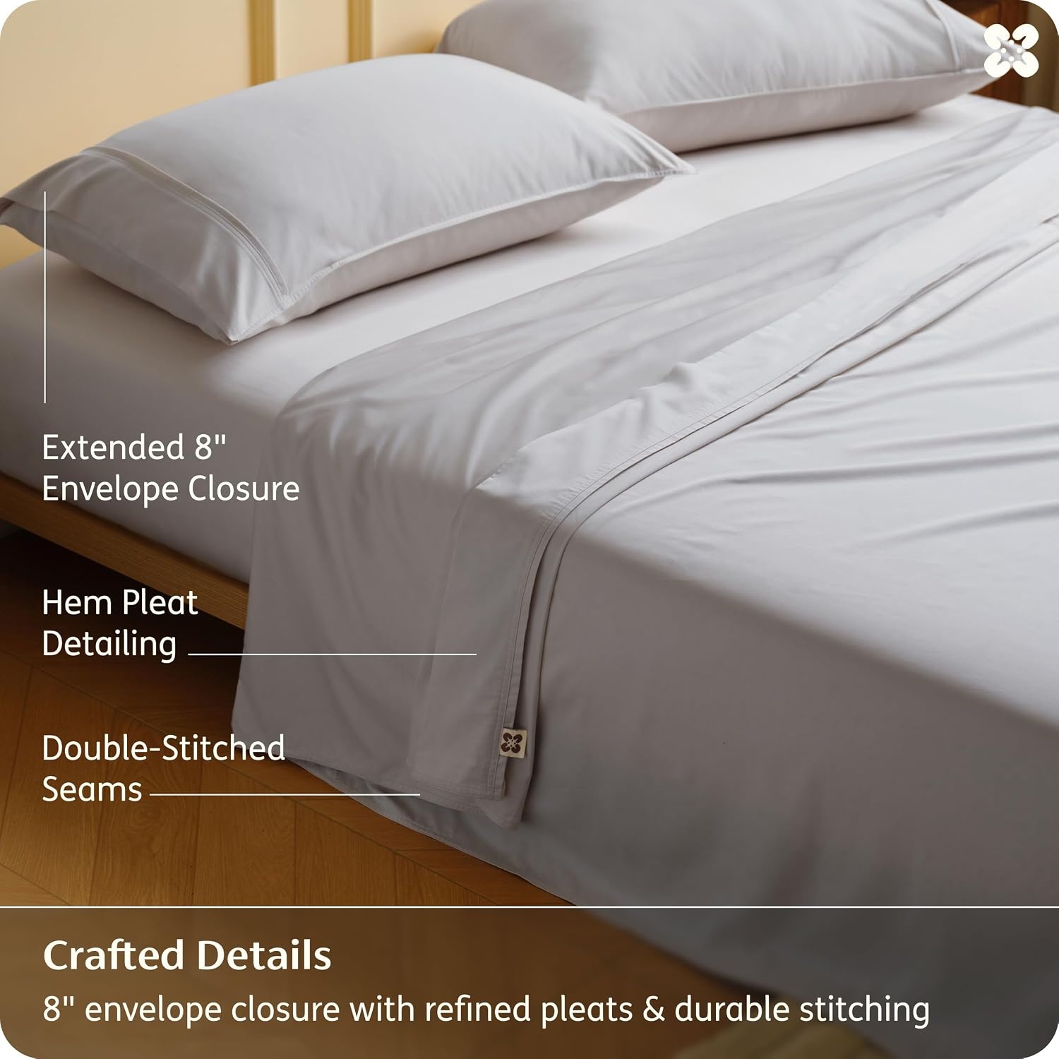 image:imageBedsure PureWoven Bamboo Viscose Cooling Sheets Queen 4 PCS Rayon Cotton Serene Blend Breathable amp Buttery Soft Deep Pocket Up to 18 Hotel Luxury Bedding for Hot Sleepers WhiteGrey