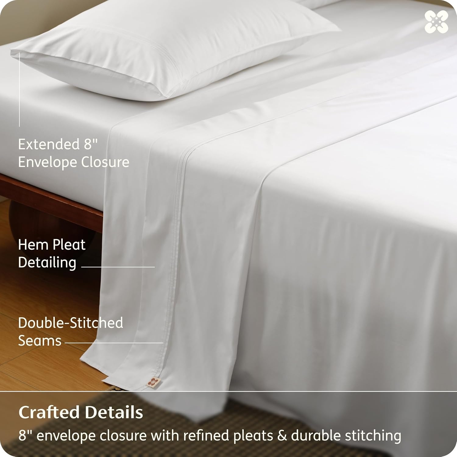 image:imageBedsure PureWoven Bamboo Viscose Cooling Sheets Queen 4 PCS Rayon Cotton Serene Blend Breathable amp Buttery Soft Deep Pocket Up to 18 Hotel Luxury Bedding for Hot Sleepers WhiteWhite