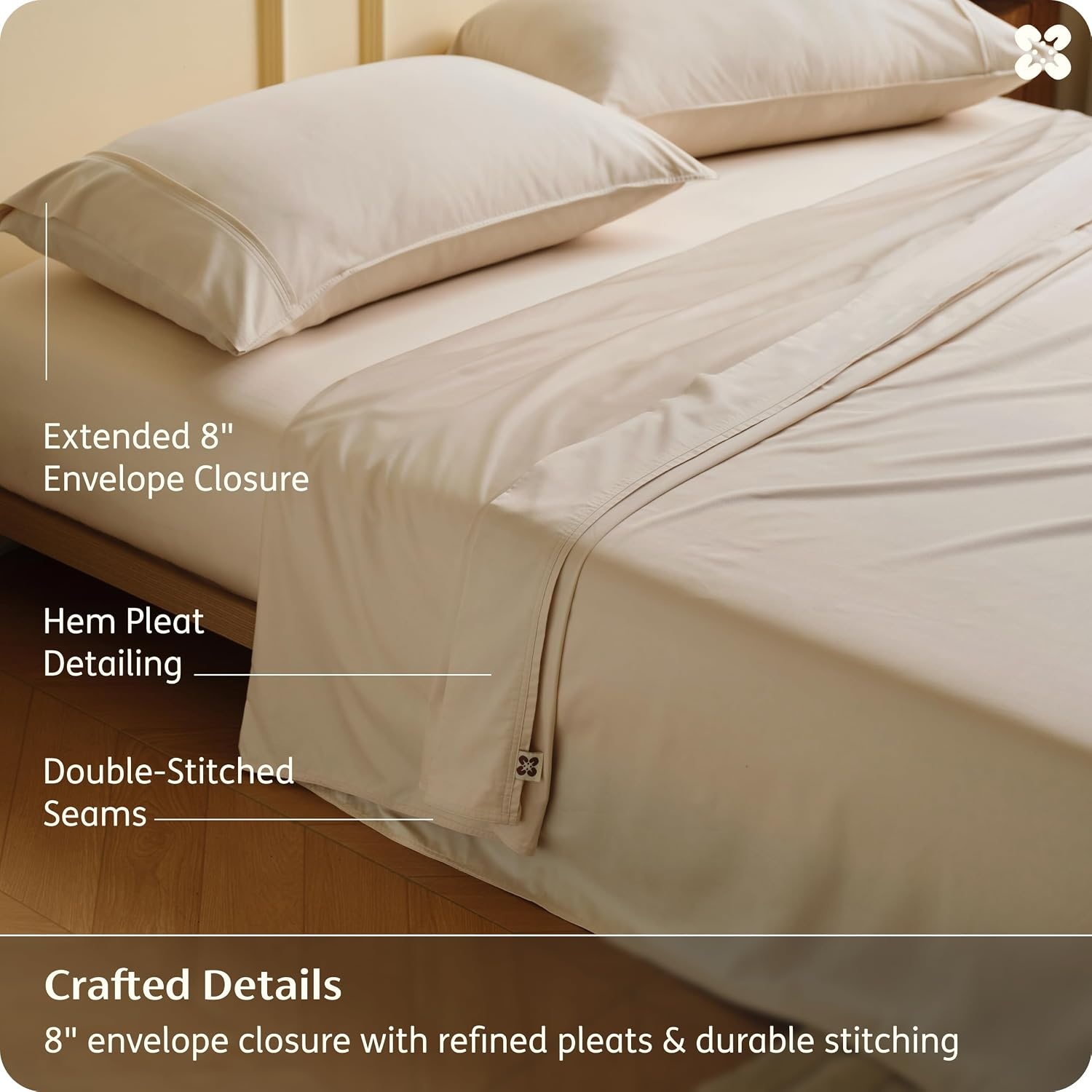 image:imageBedsure PureWoven Bamboo Viscose Cooling Sheets Queen 4 PCS Rayon Cotton Serene Blend Breathable amp Buttery Soft Deep Pocket Up to 18 Hotel Luxury Bedding for Hot Sleepers WhiteBeige