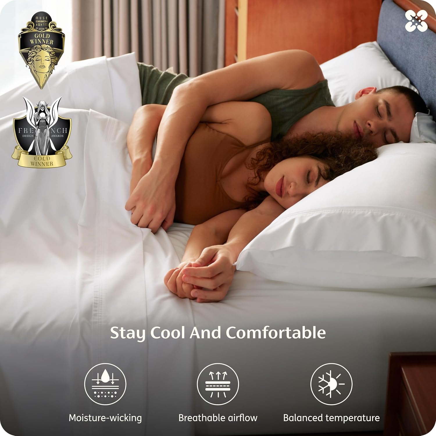 image:imageBedsure PureWoven Bamboo Viscose Cooling Sheets Queen 4 PCS Rayon Cotton Serene Blend Breathable amp Buttery Soft Deep Pocket Up to 18 Hotel Luxury Bedding for Hot Sleepers WhiteWhite