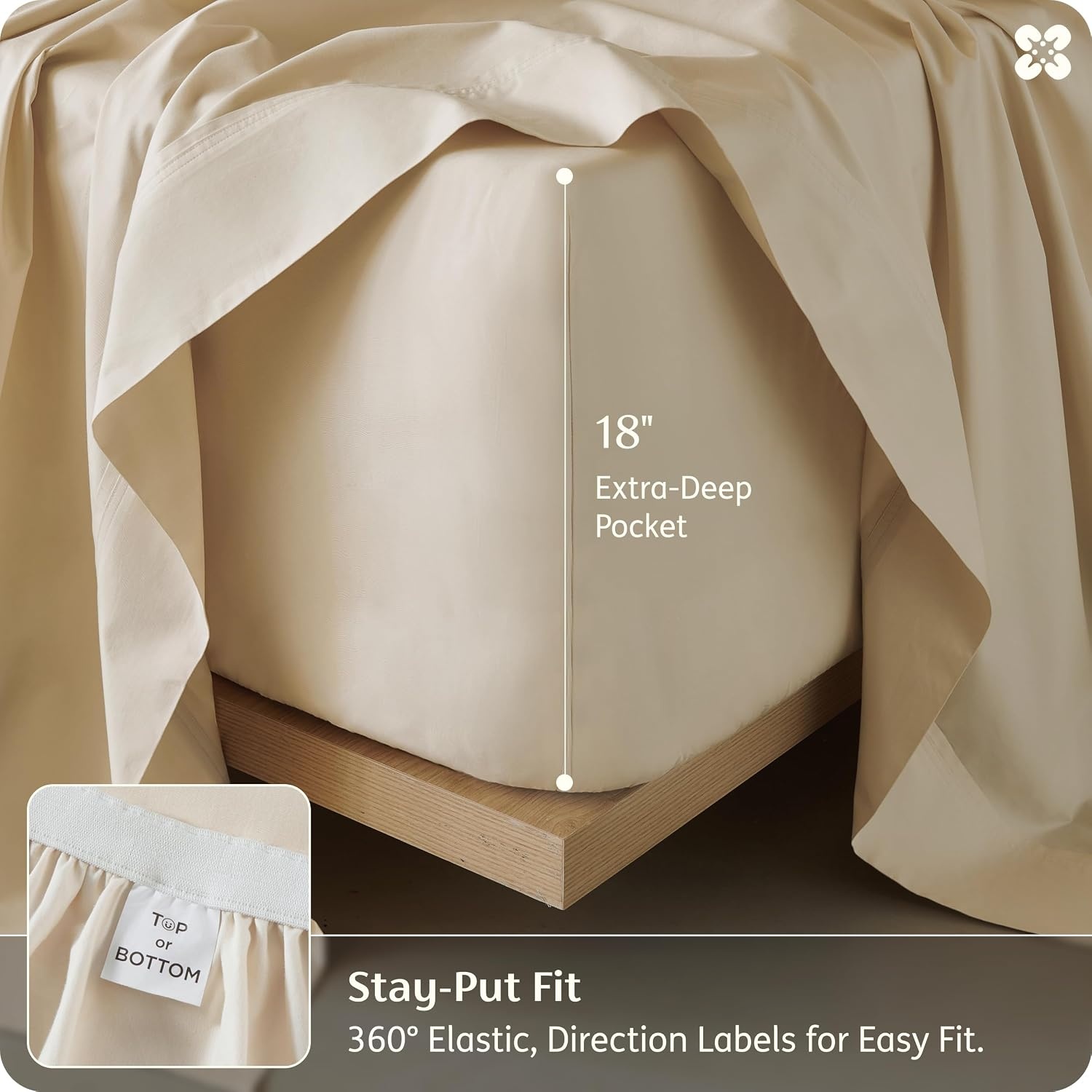 image:imageBedsure PureWoven Bamboo Viscose Cooling Sheets Queen 4 PCS Rayon Cotton Serene Blend Breathable amp Buttery Soft Deep Pocket Up to 18 Hotel Luxury Bedding for Hot Sleepers WhiteBeige