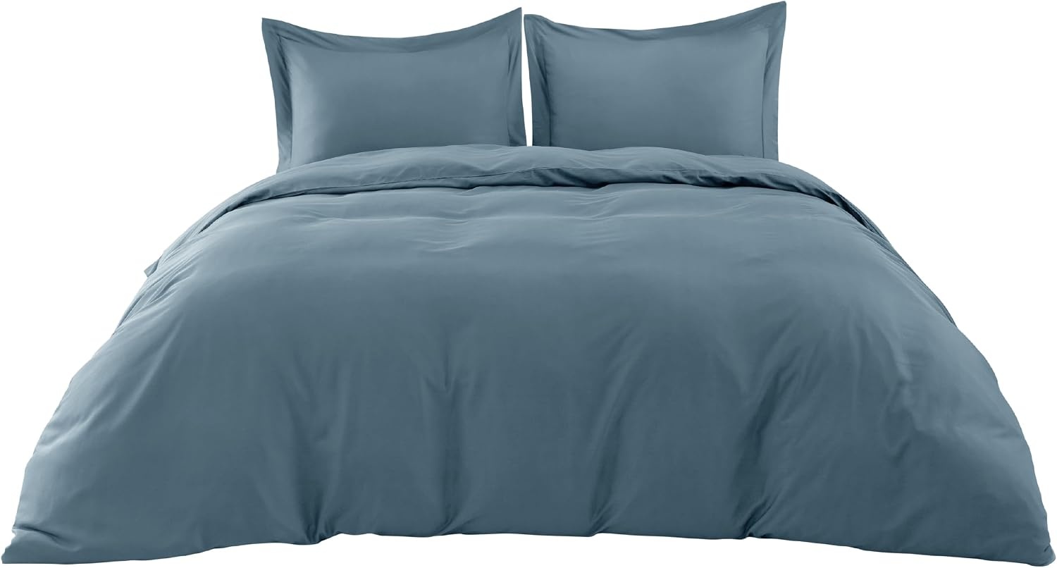 image:imageBedsure PureWoven Cooling Duvet Cover Ideal for Hot Sleepers Queen Size 100 Viscose Derived from Bamboo Lightweight amp Silky Soft Breathable MoistureWicking Bedding Set 3 Pieces Olive Green09 Grey Blue No Comforter