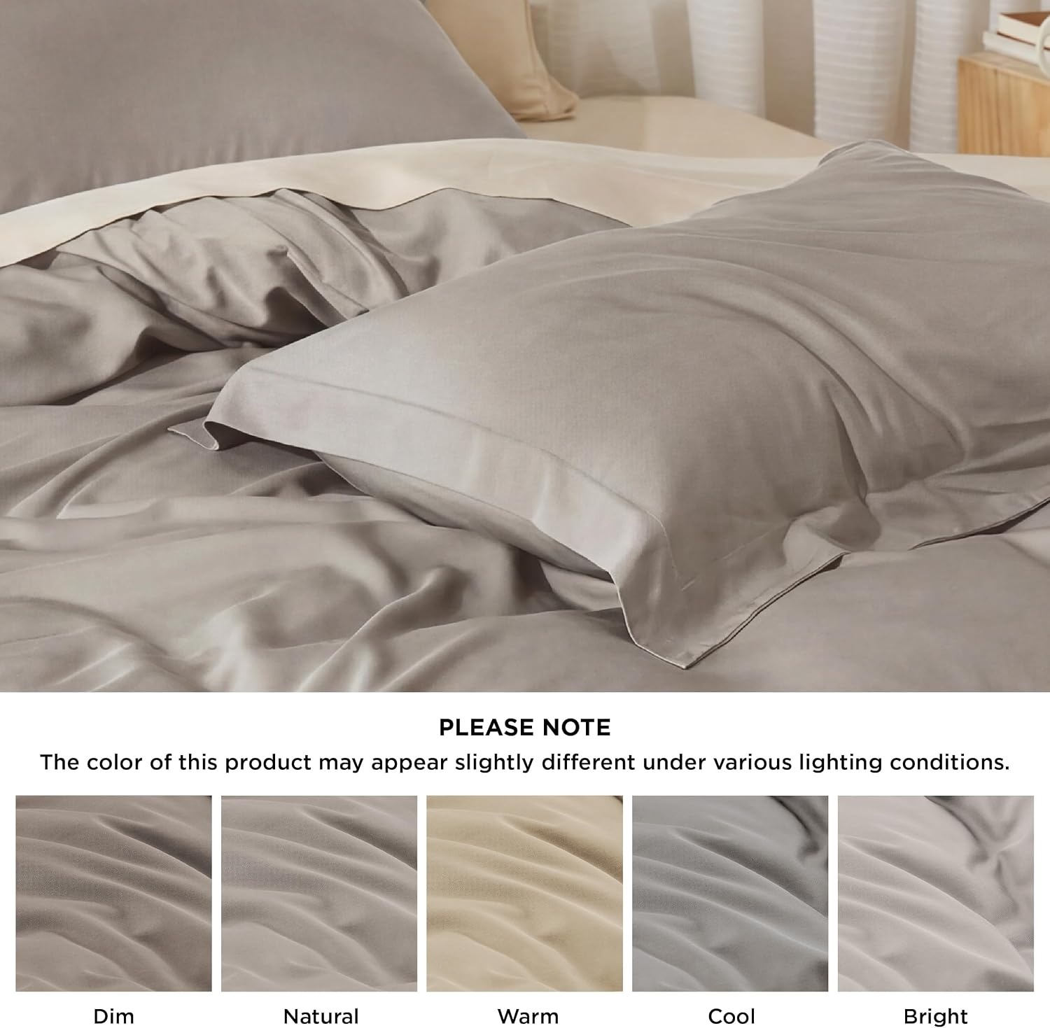 image:imageBedsure PureWoven Cooling Duvet Cover Ideal for Hot Sleepers Queen Size 100 Viscose Derived from Bamboo Lightweight amp Silky Soft Breathable MoistureWicking Bedding Set 3 Pieces Olive Green07 Simply Taupe No Comforter