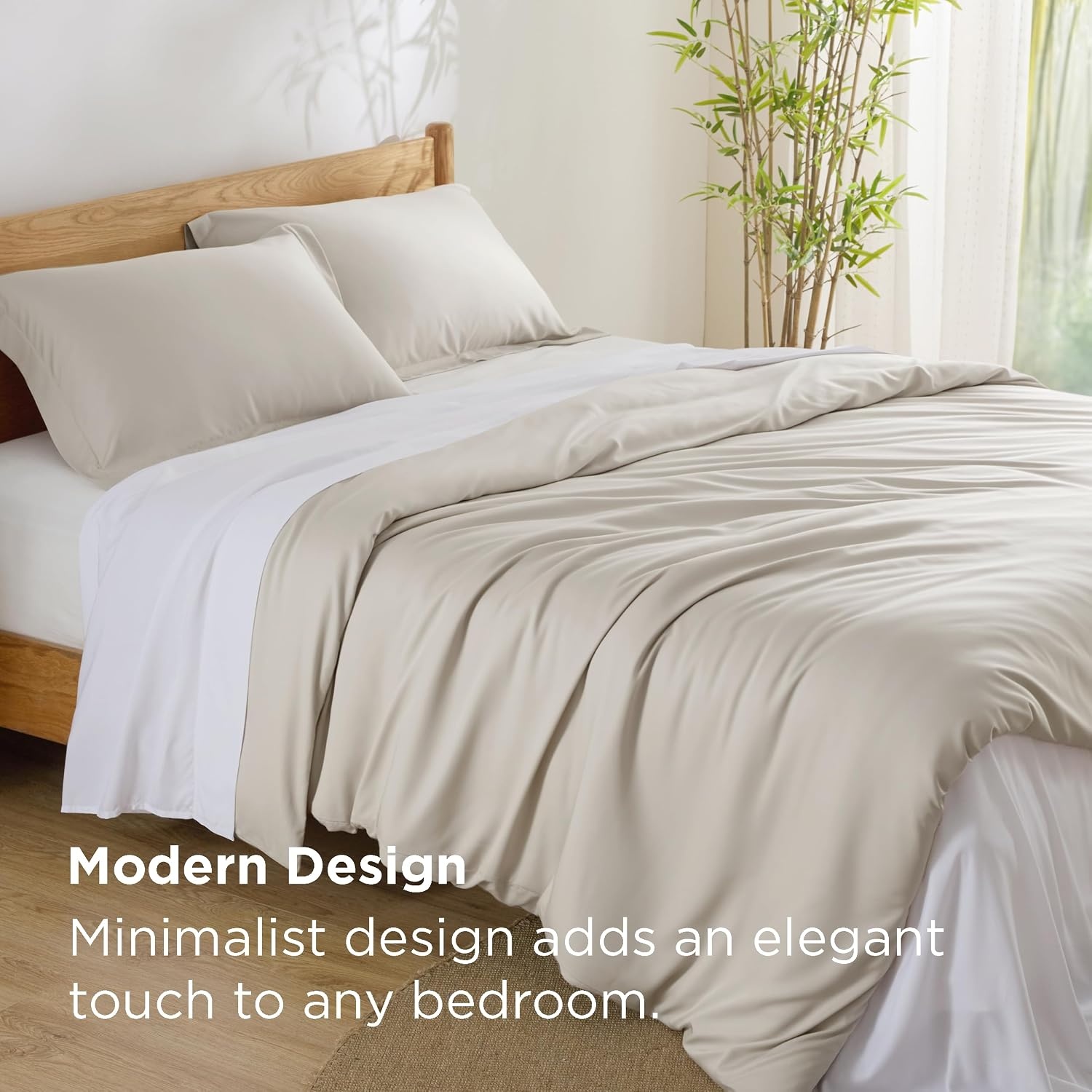 image:imageBedsure PureWoven Cooling Duvet Cover Ideal for Hot Sleepers Queen Size 100 Viscose Derived from Bamboo Lightweight amp Silky Soft Breathable MoistureWicking Bedding Set 3 Pieces Olive Green06 Linen No Comforter