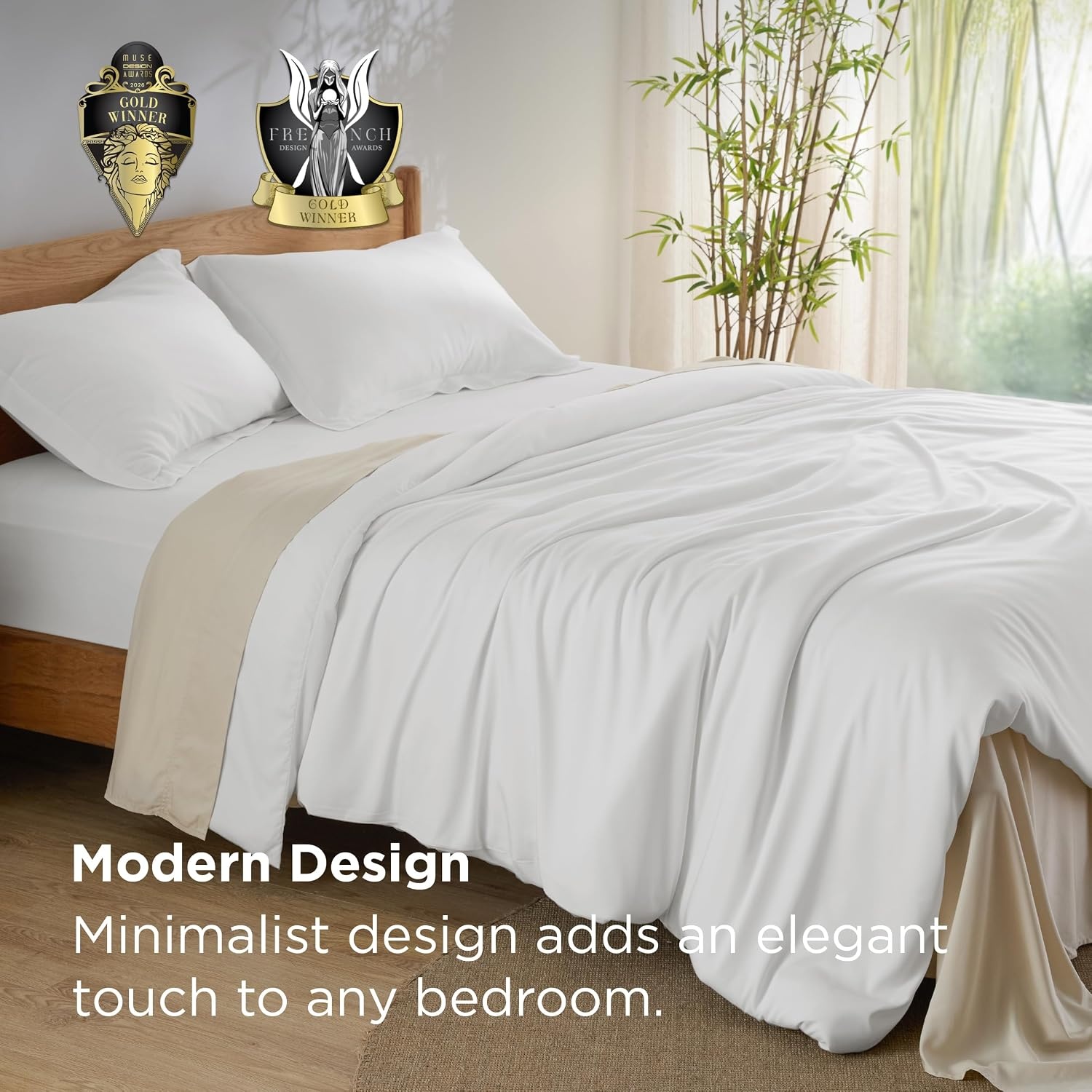 image:imageBedsure PureWoven Cooling Duvet Cover Ideal for Hot Sleepers Queen Size 100 Viscose Derived from Bamboo Lightweight amp Silky Soft Breathable MoistureWicking Bedding Set 3 Pieces Olive Green03 Cream No Comforter