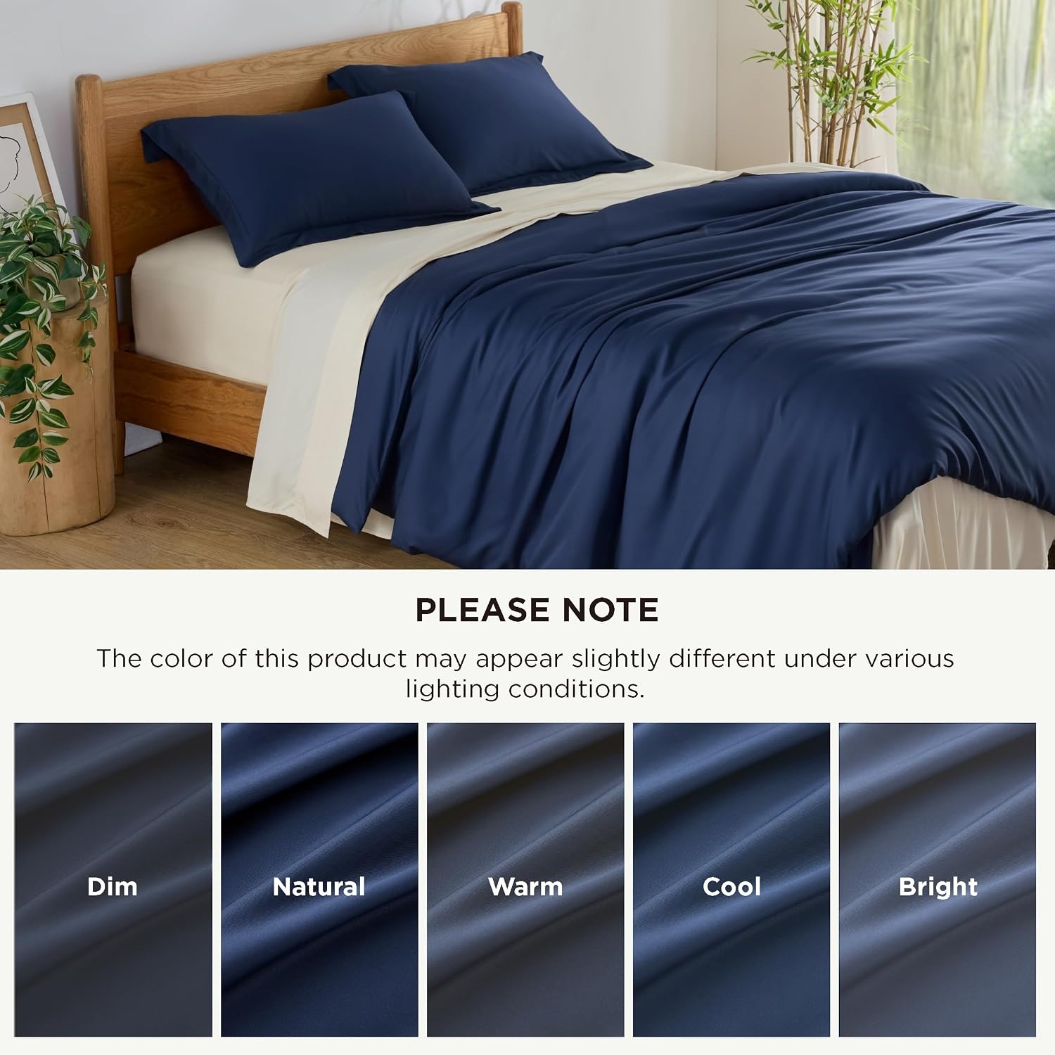 image:imageBedsure PureWoven Cooling Duvet Cover Ideal for Hot Sleepers Queen Size 100 Viscose Derived from Bamboo Lightweight amp Silky Soft Breathable MoistureWicking Bedding Set 3 Pieces Olive Green05 Navy No Comforter