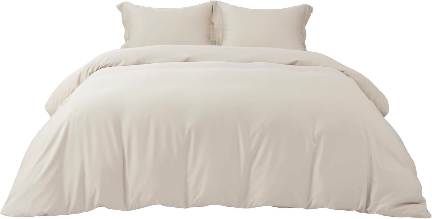 image:imageBedsure PureWoven Cooling Duvet Cover Ideal for Hot Sleepers Queen Size 100 Viscose Derived from Bamboo Lightweight amp Silky Soft Breathable MoistureWicking Bedding Set 3 Pieces Olive Green06 Linen No Comforter
