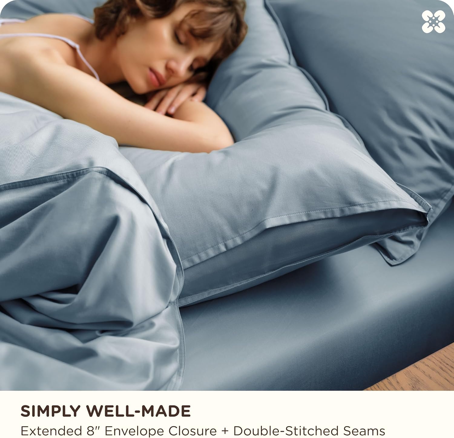 image:imageBedsure PureWoven Cooling Duvet Cover Ideal for Hot Sleepers Queen Size Cotton Blend Viscose Derived from Bamboo Breathable amp Buttery Soft Hotel Luxury Bedding Set White07 Cooling Dusty Blue No Comforter