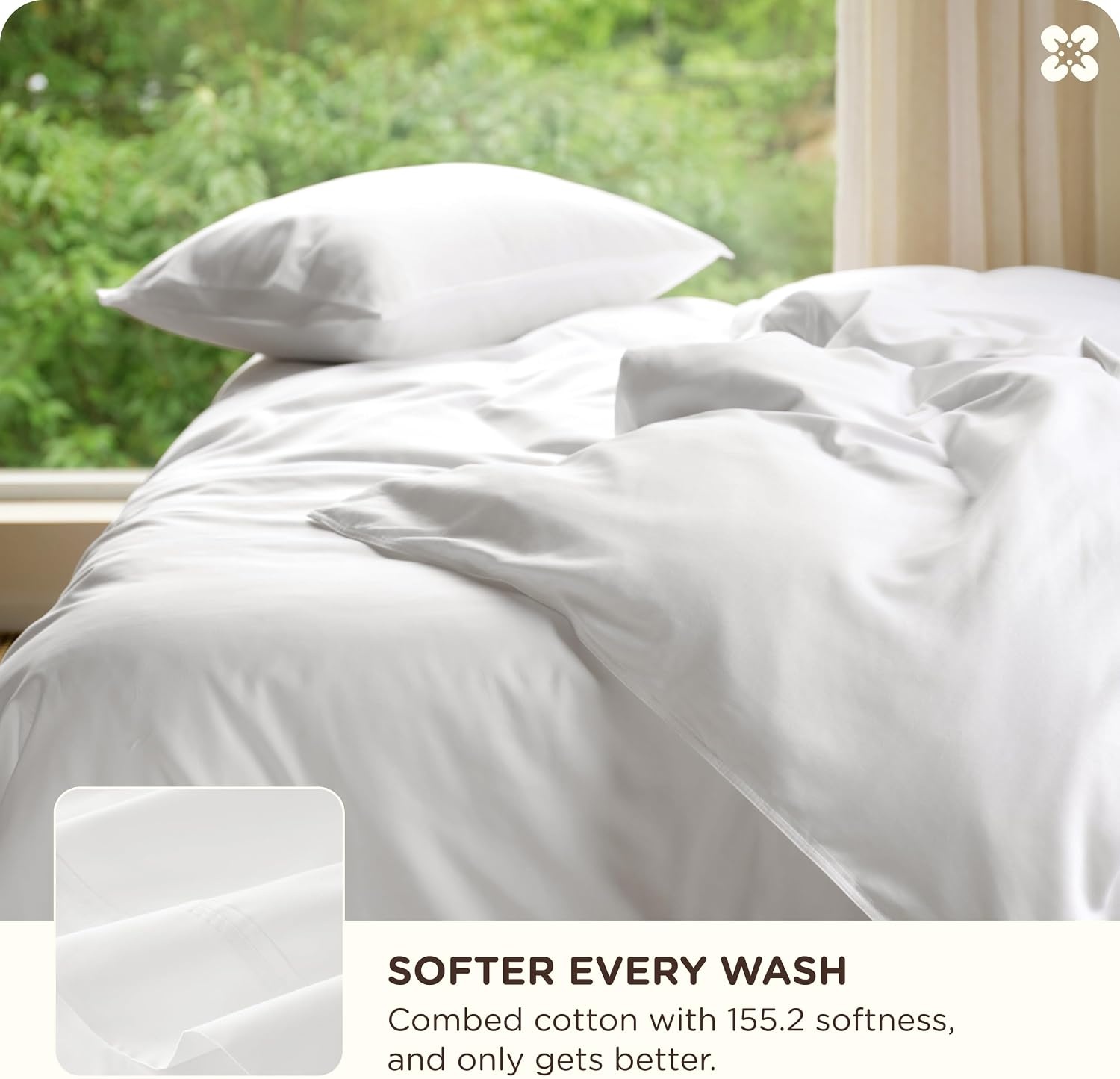 image:imageBedsure PureWoven Cooling Duvet Cover Ideal for Hot Sleepers Queen Size Cotton Blend Viscose Derived from Bamboo Breathable amp Buttery Soft Hotel Luxury Bedding Set White01 Cooling White No Comforter