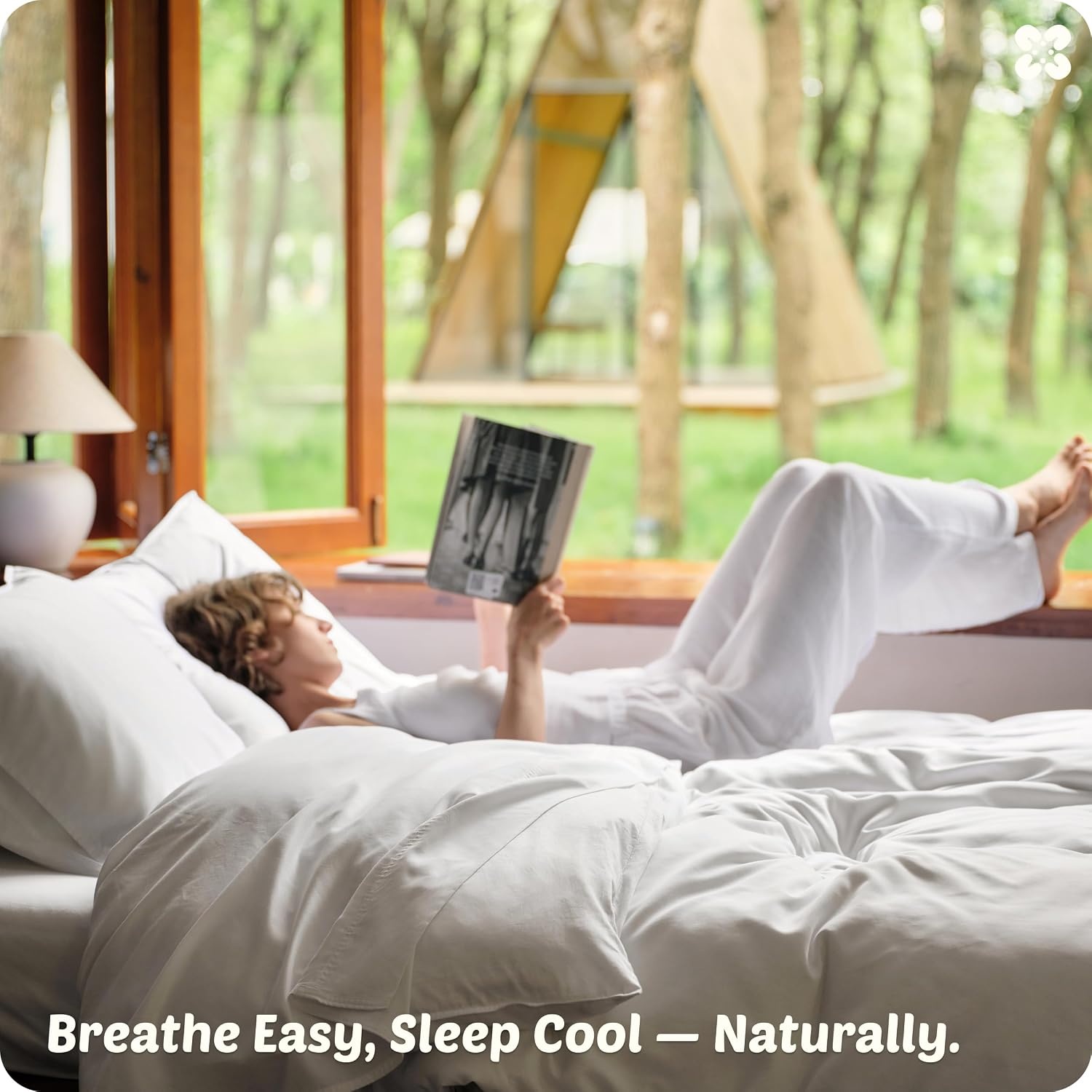 image:imageBedsure PureWoven Cooling Duvet Cover Ideal for Hot Sleepers Queen Size Cotton Blend Viscose Derived from Bamboo Breathable amp Buttery Soft Hotel Luxury Bedding Set White01 Cooling White No Comforter