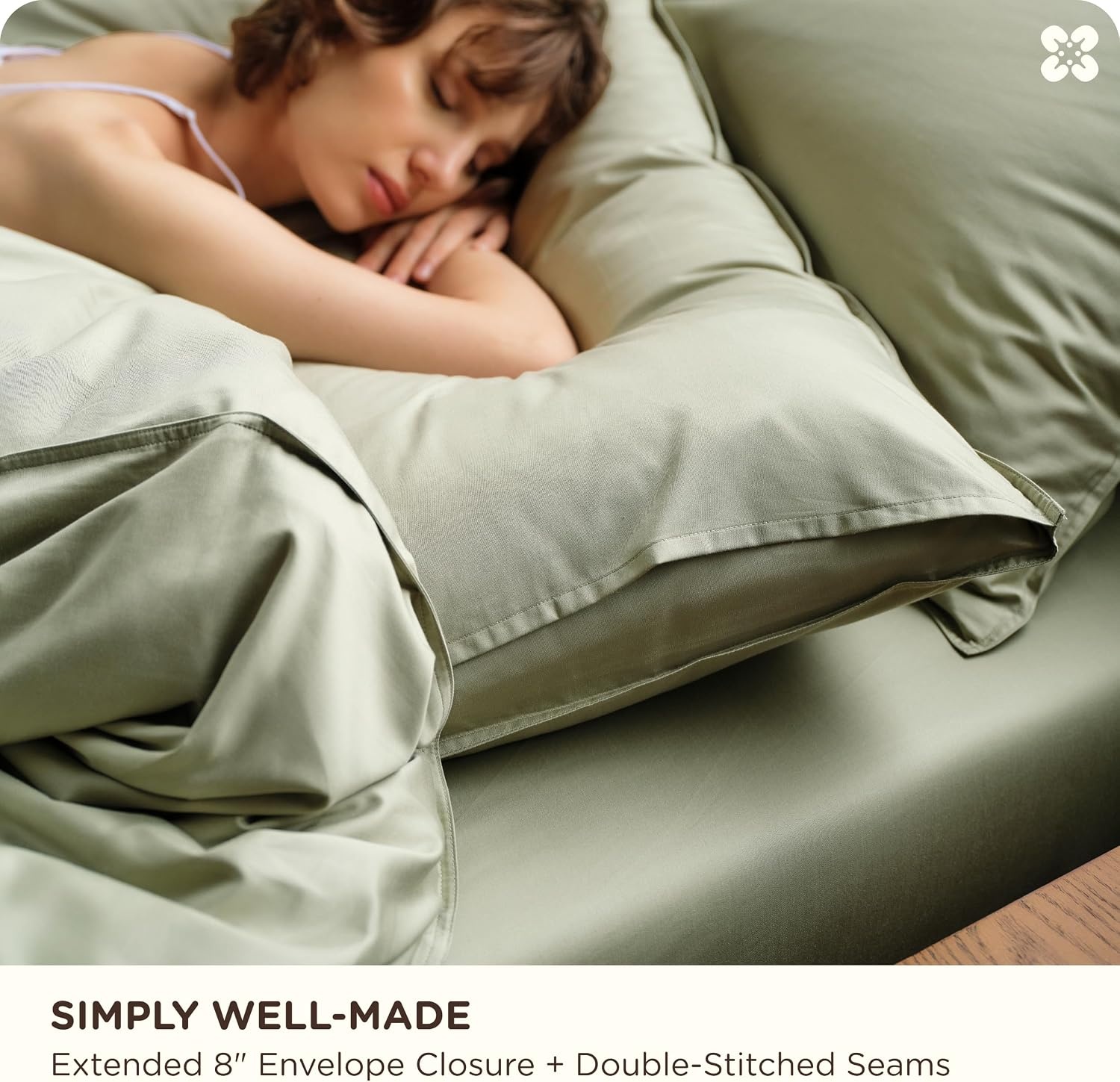 image:imageBedsure PureWoven Cooling Duvet Cover Ideal for Hot Sleepers Queen Size Cotton Blend Viscose Derived from Bamboo Breathable amp Buttery Soft Hotel Luxury Bedding Set Sage Green