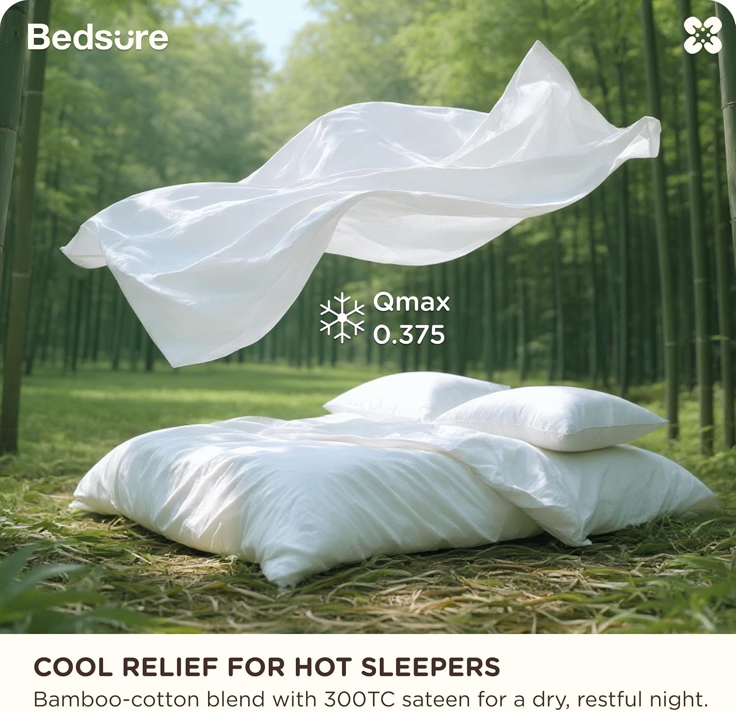image:imageBedsure PureWoven Cooling Duvet Cover Ideal for Hot Sleepers Queen Size Cotton Blend Viscose Derived from Bamboo Breathable amp Buttery Soft Hotel Luxury Bedding Set White01 Cooling White No Comforter
