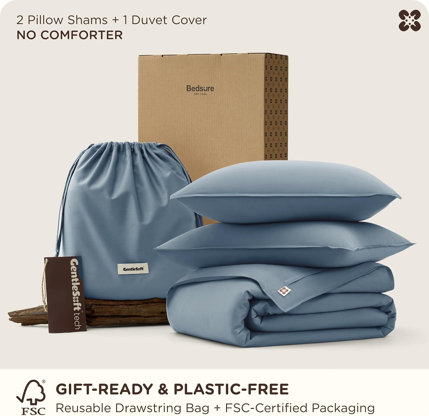 image:imageBedsure PureWoven Cooling Duvet Cover Ideal for Hot Sleepers Queen Size Cotton Blend Viscose Derived from Bamboo Breathable amp Buttery Soft Hotel Luxury Bedding Set White07 Cooling Dusty Blue No Comforter
