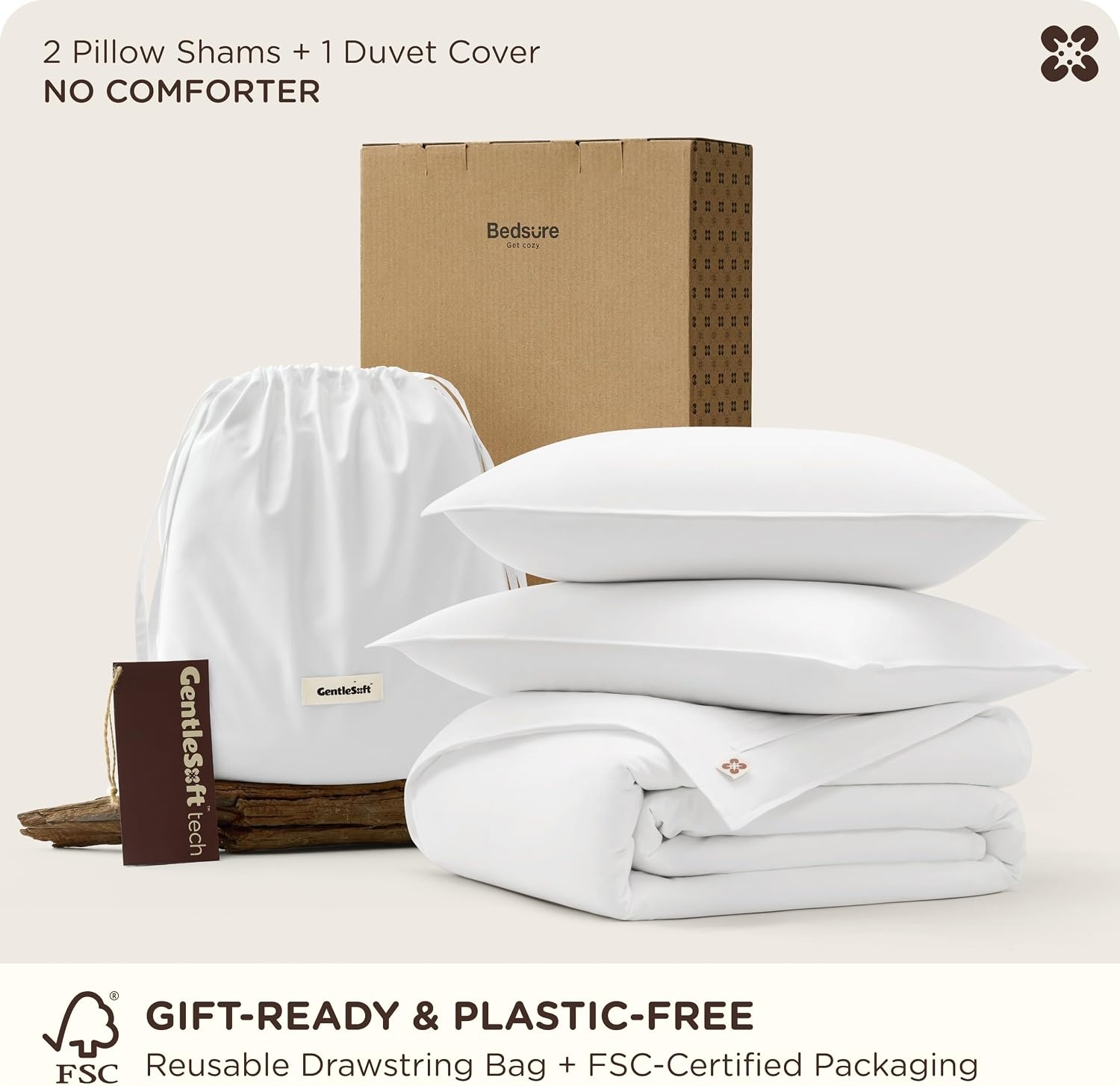 image:imageBedsure PureWoven Cooling Duvet Cover Ideal for Hot Sleepers Queen Size Cotton Blend Viscose Derived from Bamboo Breathable amp Buttery Soft Hotel Luxury Bedding Set White01 Cooling White No Comforter