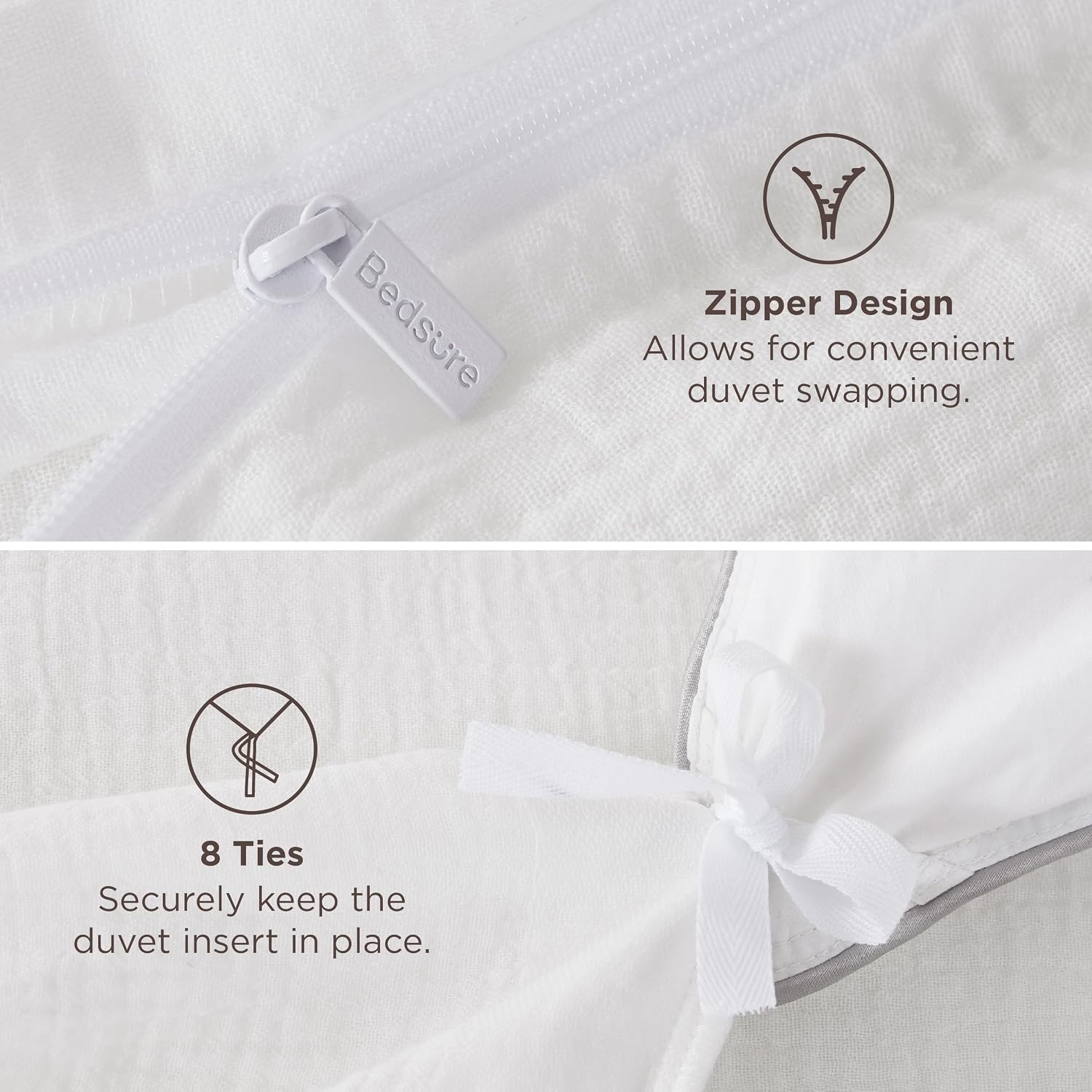 image:imageBedsure PureWoven Muslin Duvet Cover Cooling Bedding Set for Hot Sleepers Cotton Blend Viscose Derived from Bamboo Lightweight amp Silky Soft Breathable AllSeason Linen08 Muslin White No Comforter